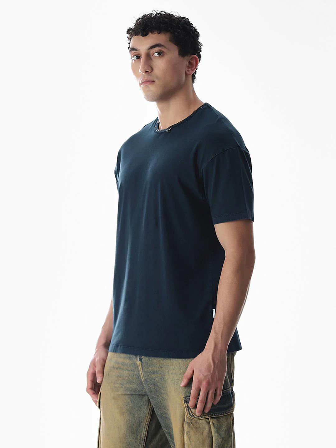Blue Embellished Collar T-shirt - Image 3