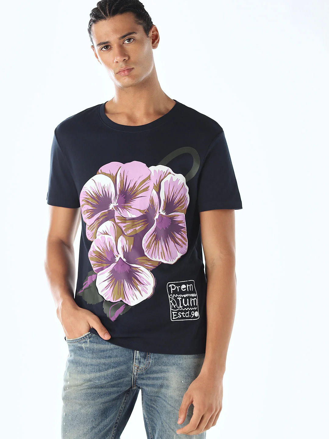 Navy Blue Printed T-shirt