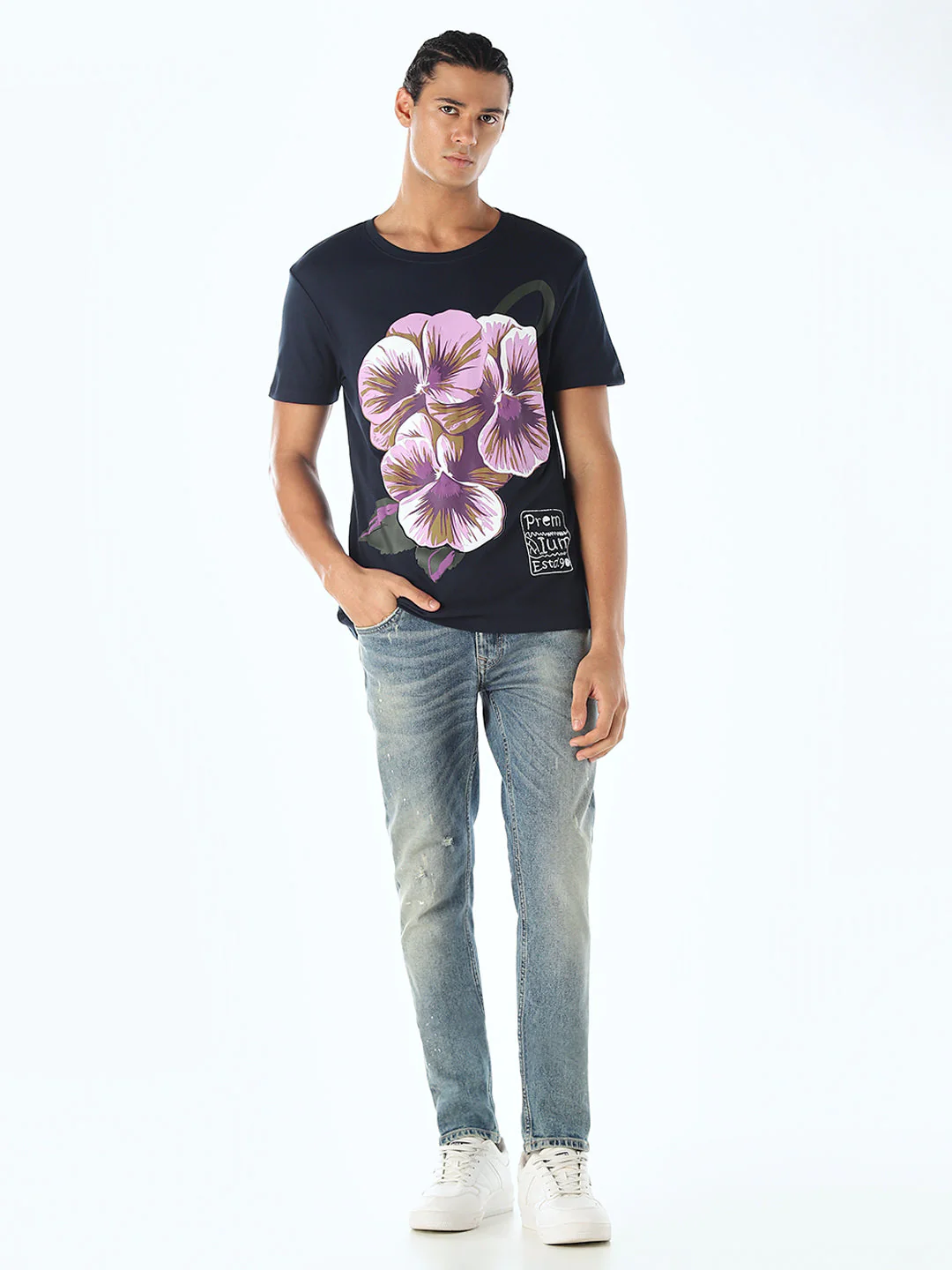 Navy Blue Printed T-shirt - Image 6