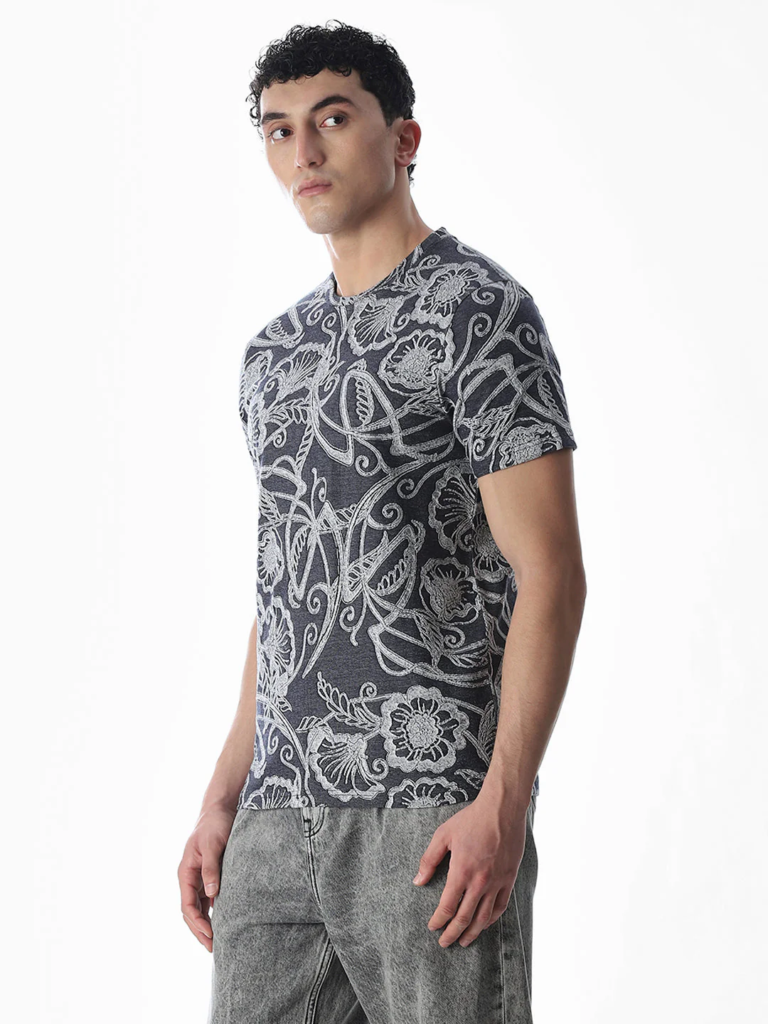Jacquard Printed Cotton T-shirt - Image 3