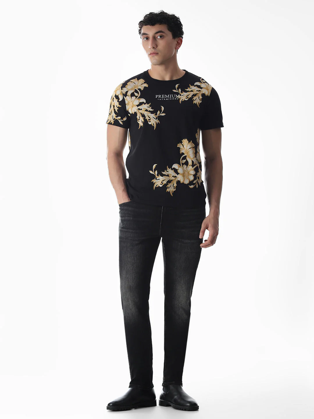 Black Printed Cotton T-shirt - Image 6