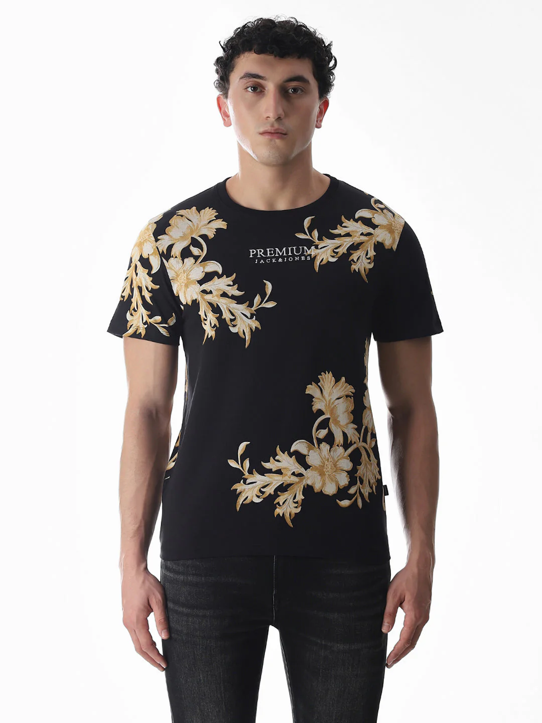 Black Printed Cotton T-shirt - Image 8