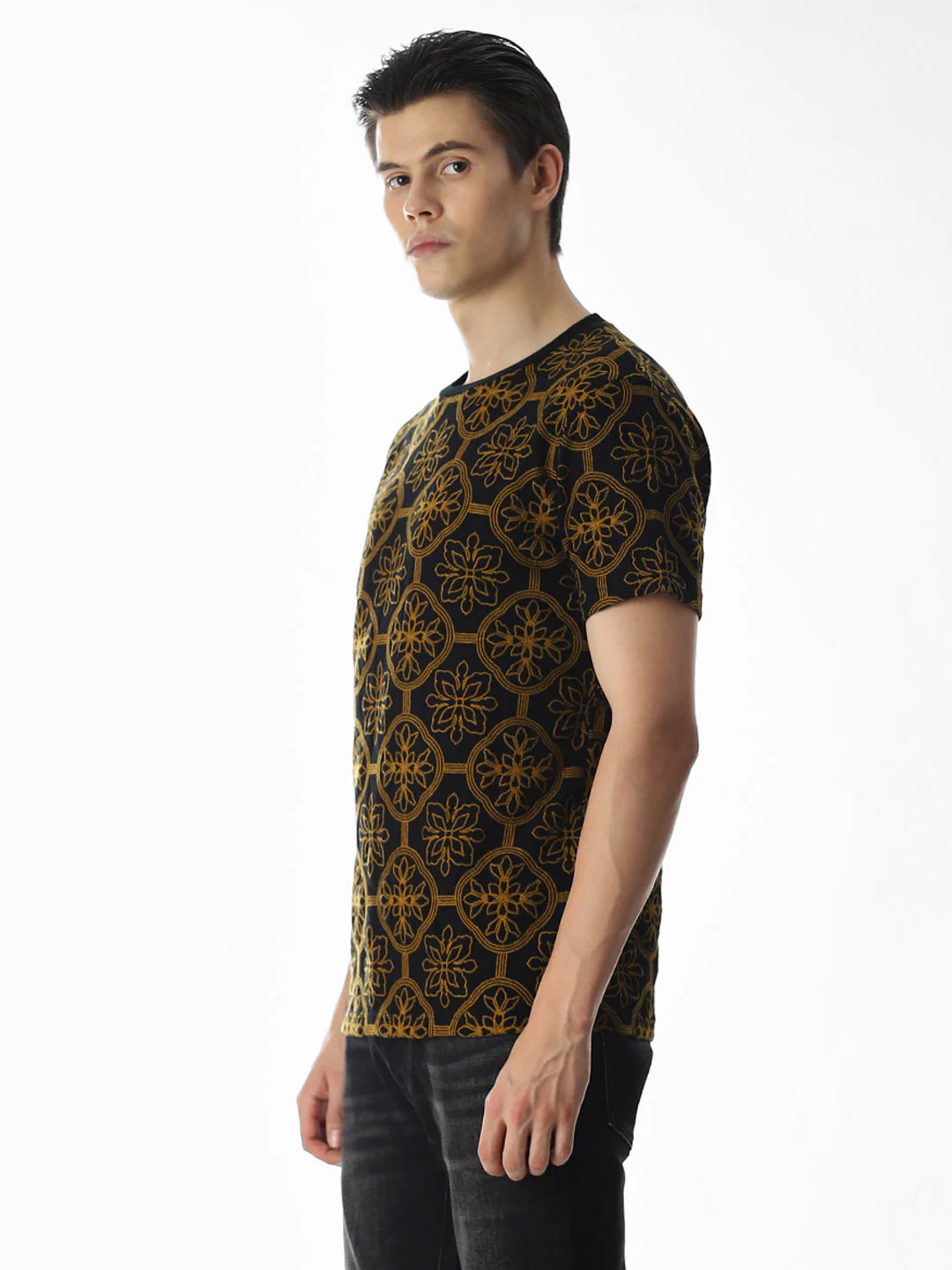 Black Embroidered Cotton T-shirt - Image 3