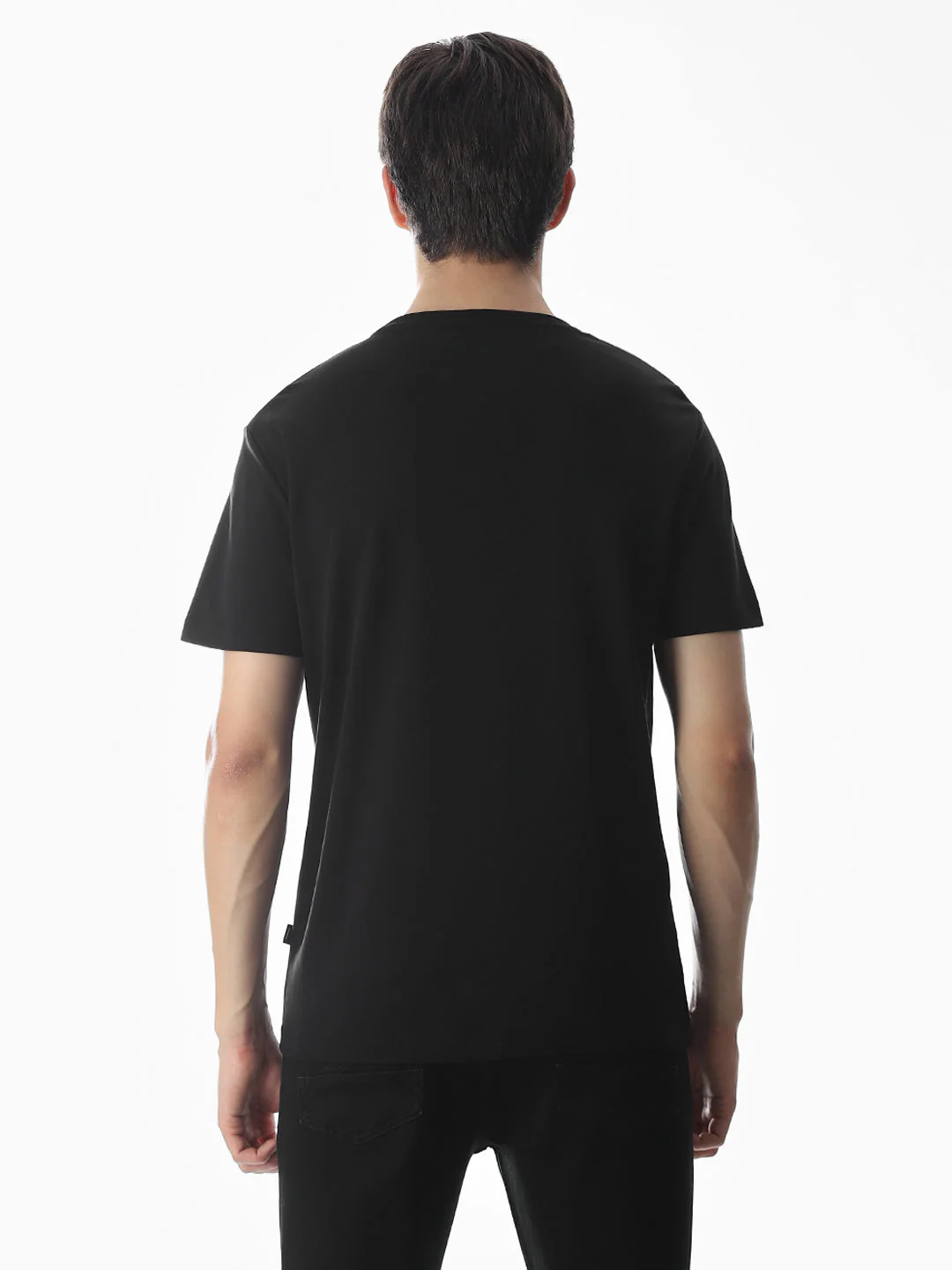 Black Abstract Print Cotton T-shirt - Image 9