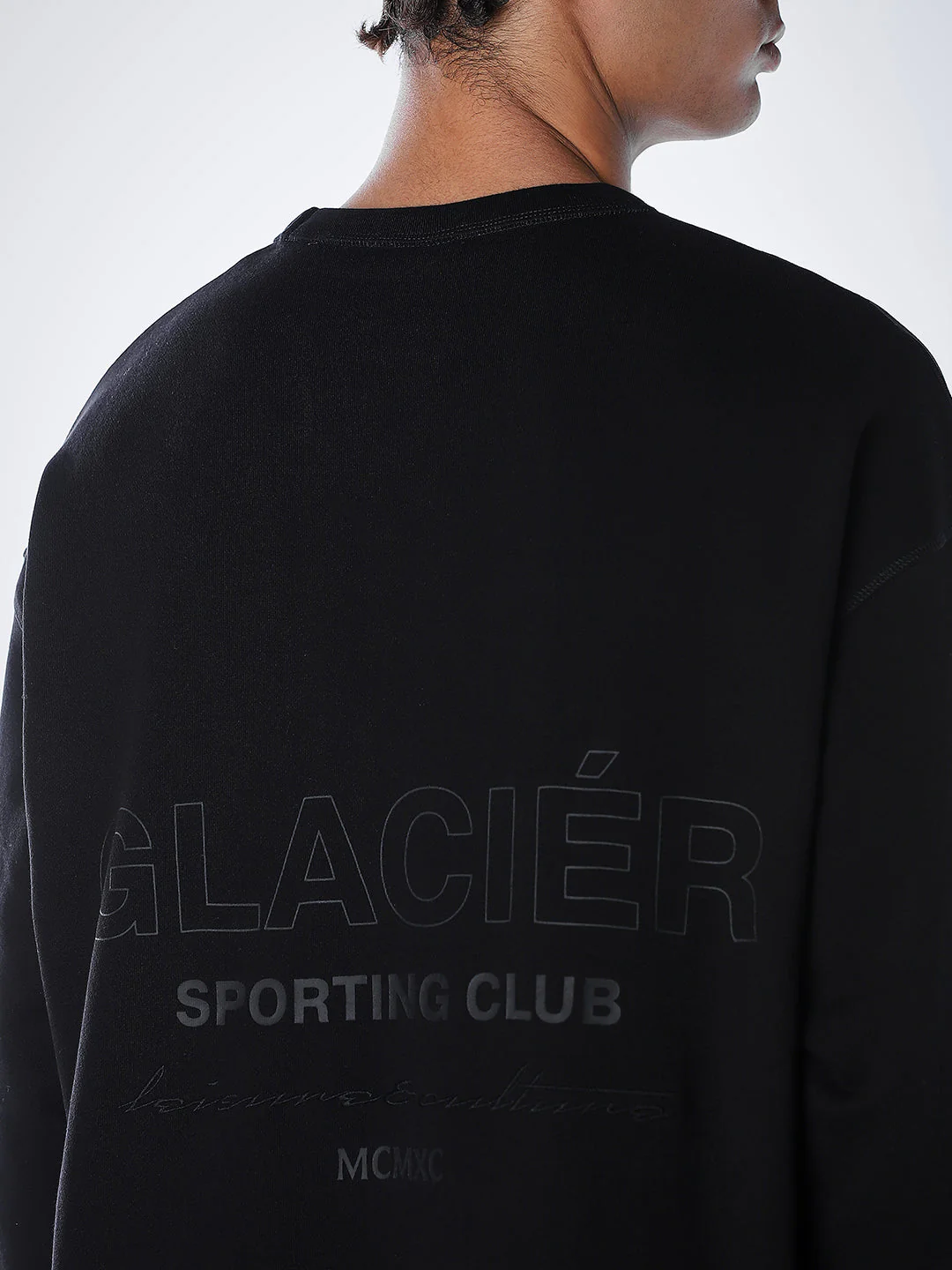 Crew Neck Cotton Sweatshirt - Black - Image 6