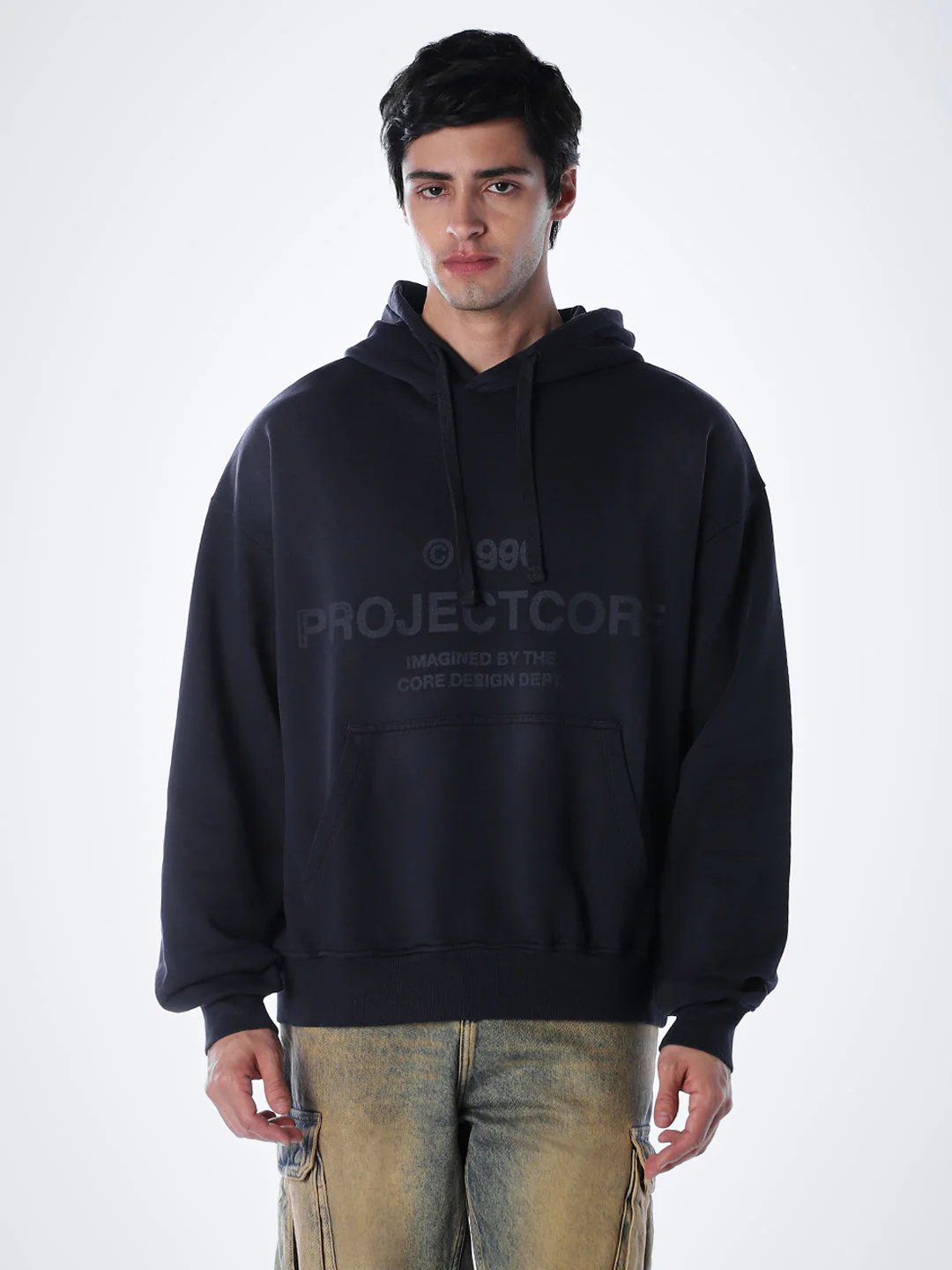 Printed Slim Fit Hoodie - Blue - Image 2