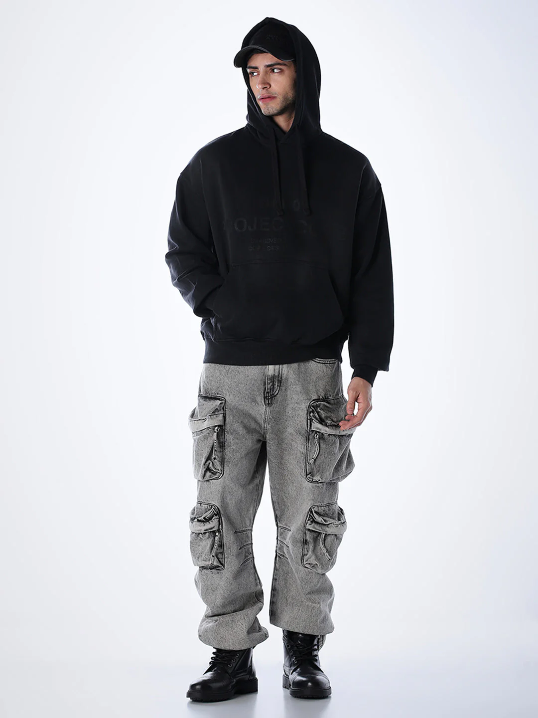 Printed Slim Fit Hoodie - Black - Image 6