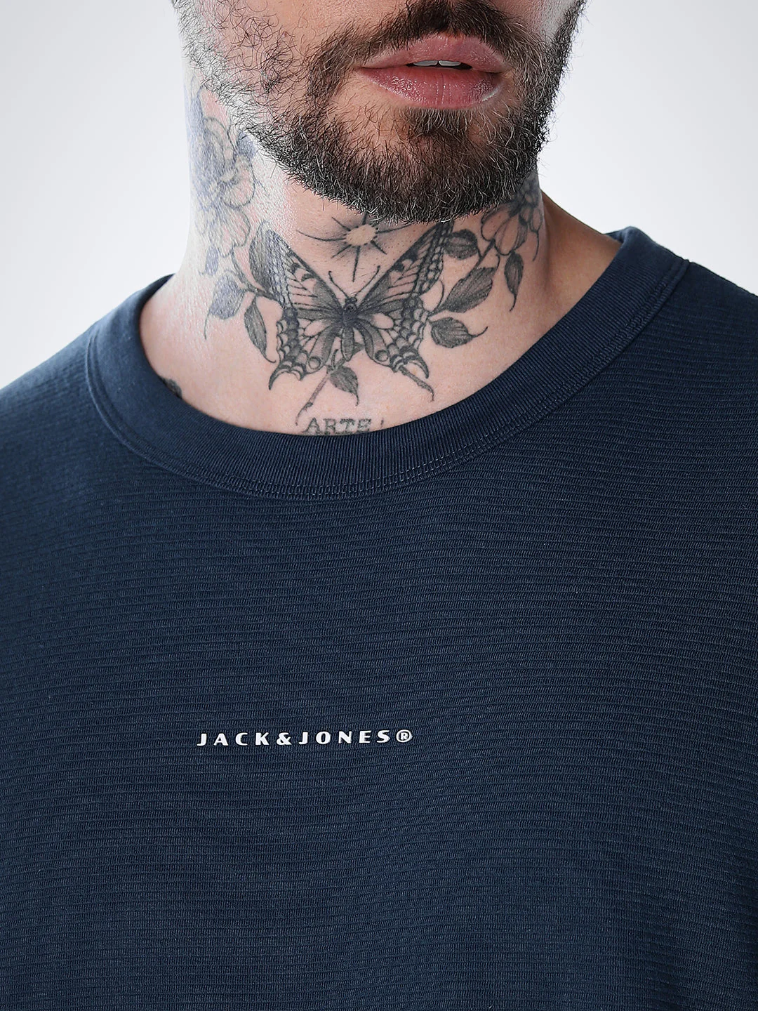 Structured Crew Neck Oversized T-shirt - Blue - Image 5