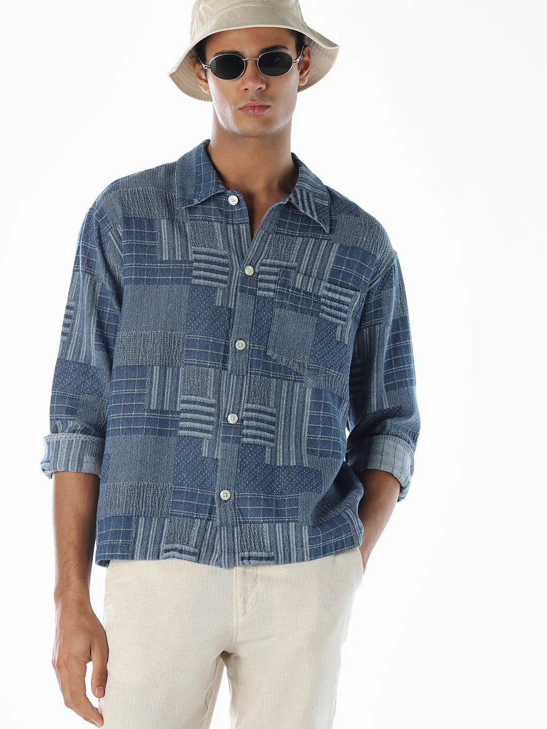 Patchwork Cotton Slim Fit Shirt