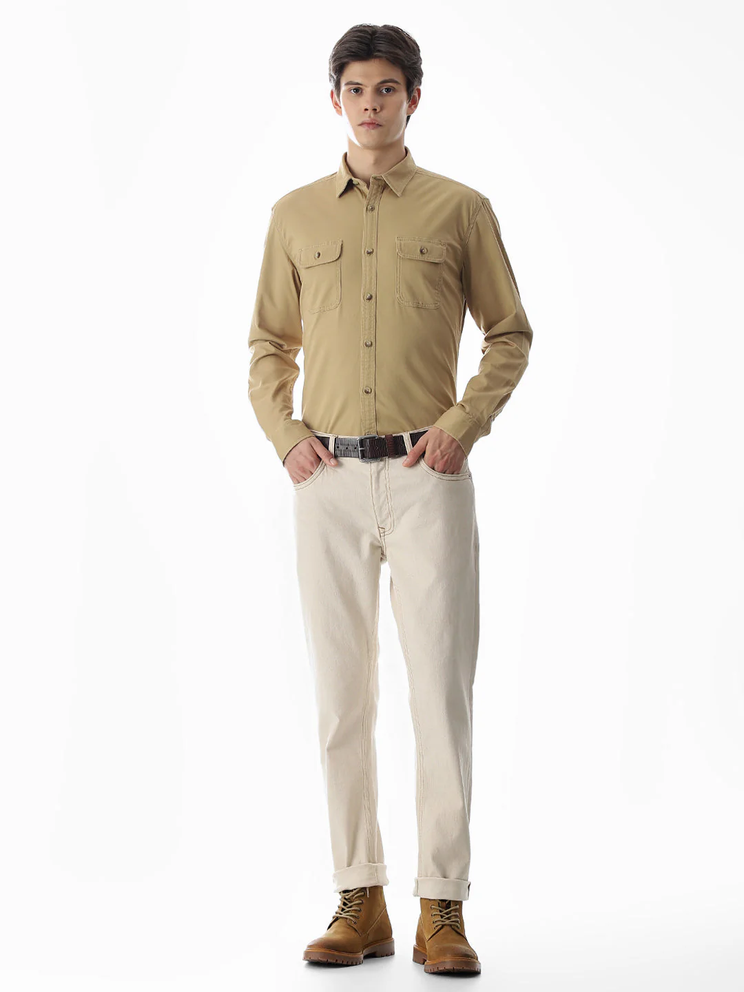 Brown Cotton Regular Fit Shirt - Image 6