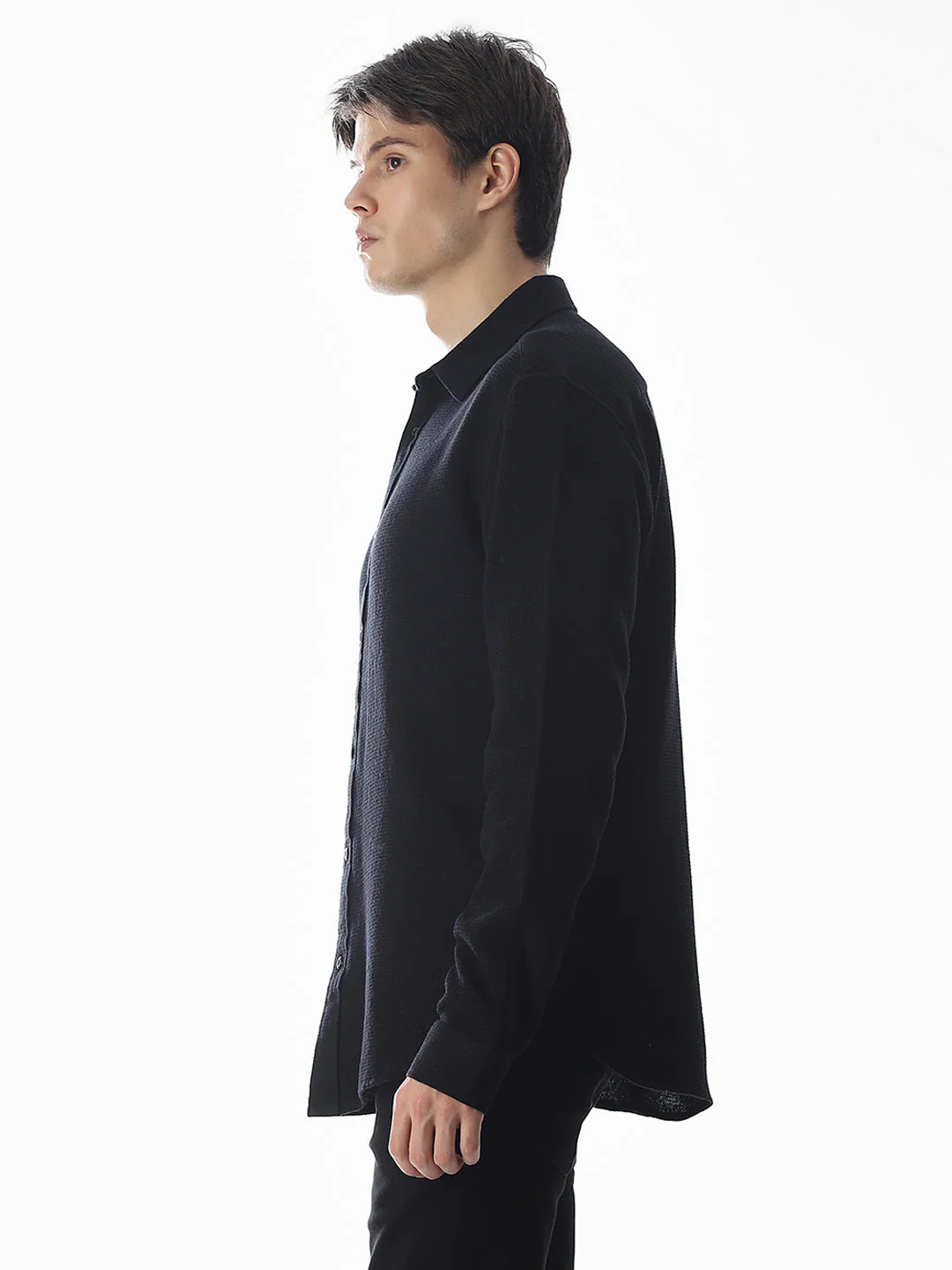Black Cotton Full Sleeves Shirt - Image 3