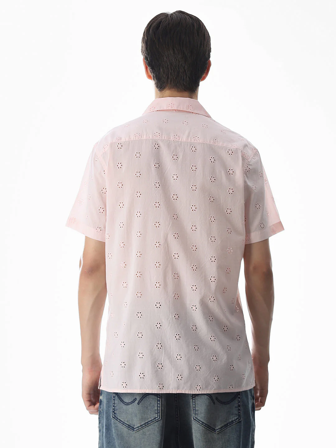 Pink Cut-Work Cotton Shirt - Image 9