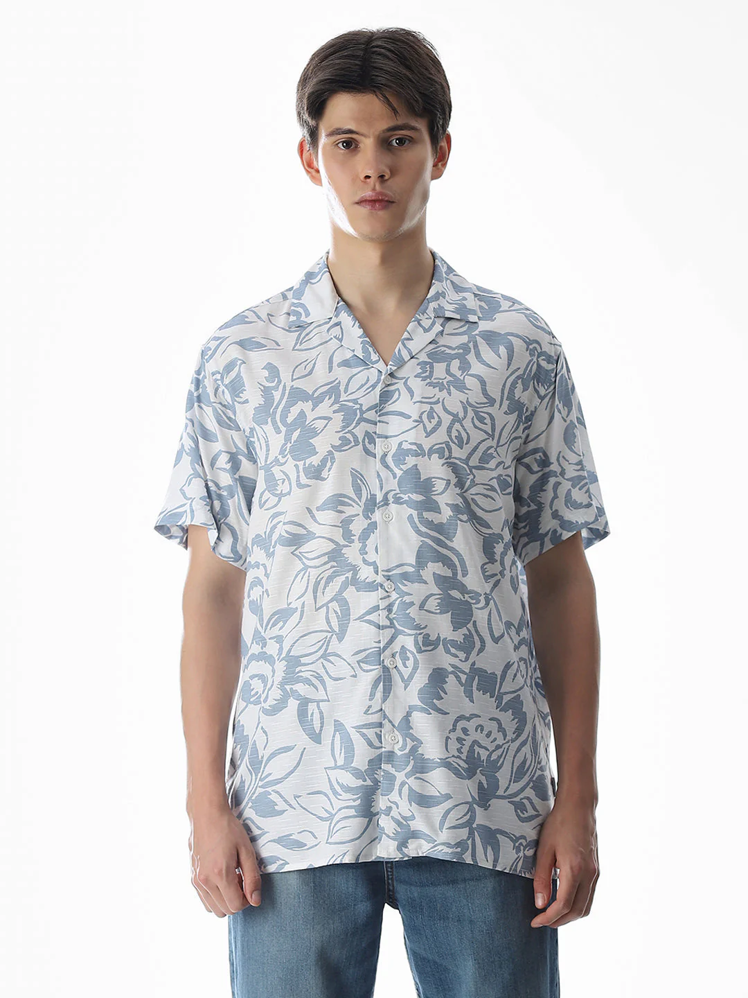 White Printed Comfort Fit Shirt - Image 8