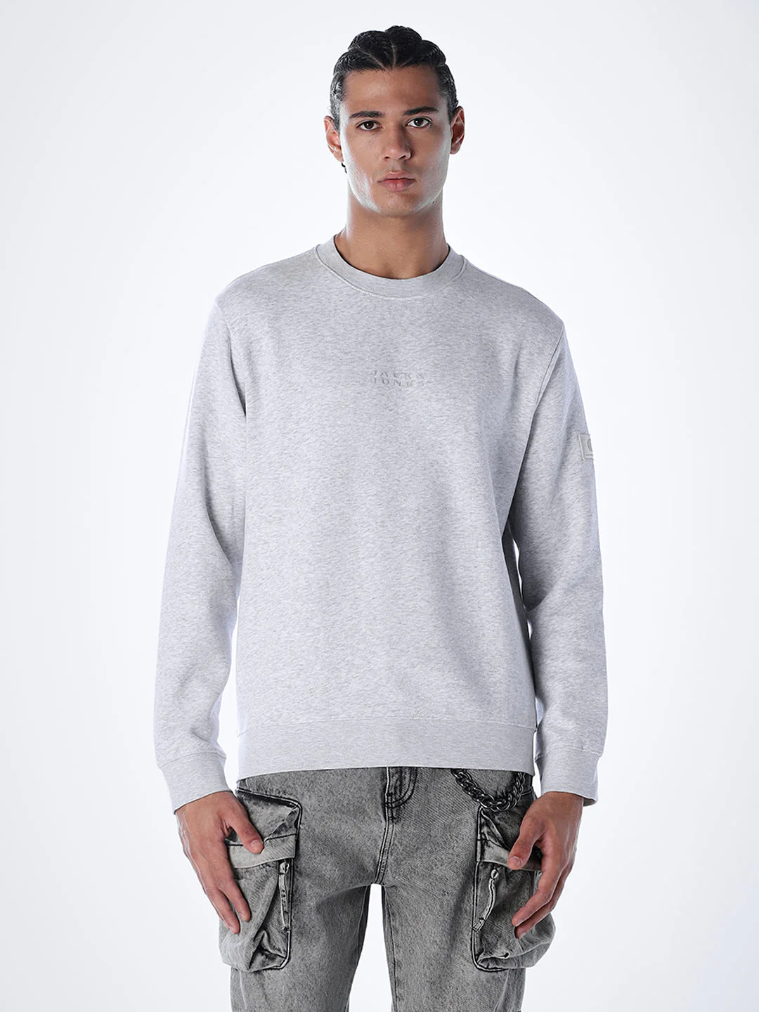 Logo Text Cotton Sweatshirt - Grey - Image 2