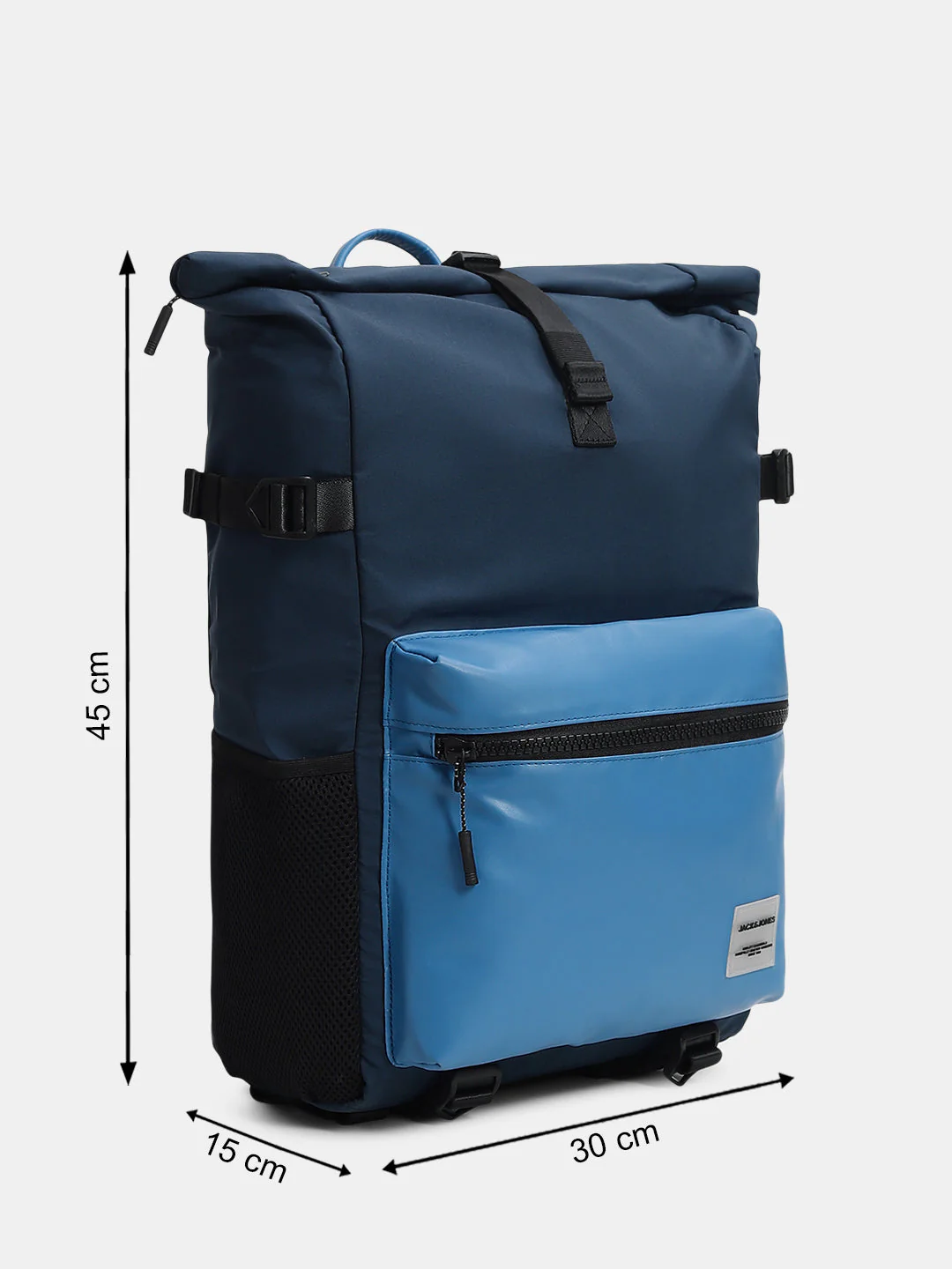 Colourblocked Roll-Top Backpack - Blue - Image 10