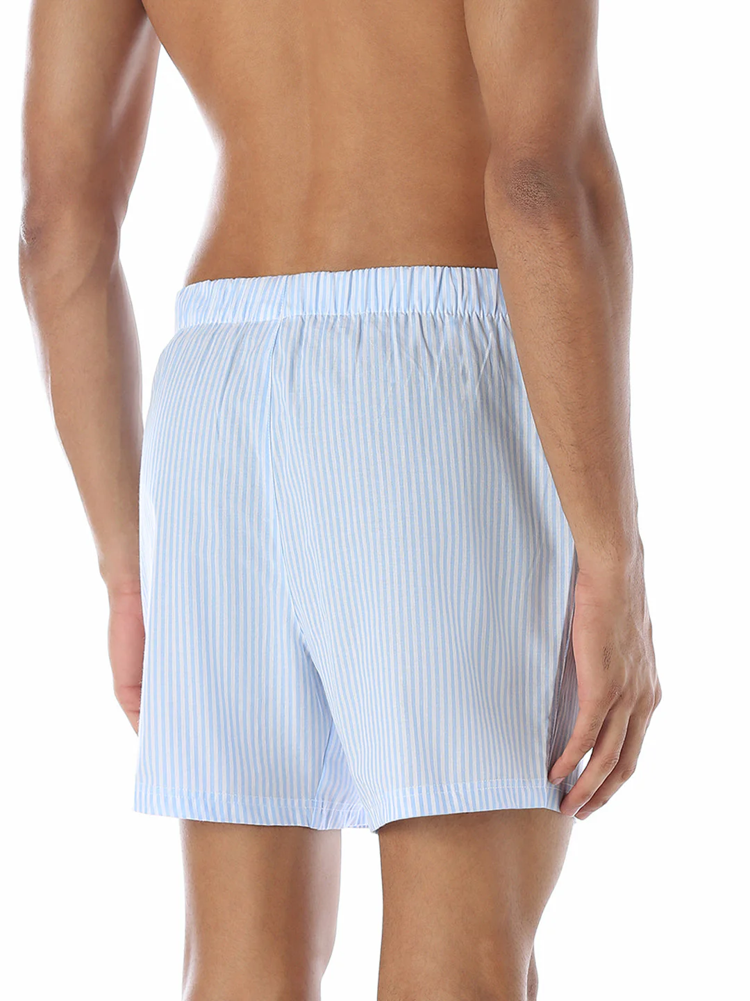 Light Blue Striped Cotton Boxers - Image 3
