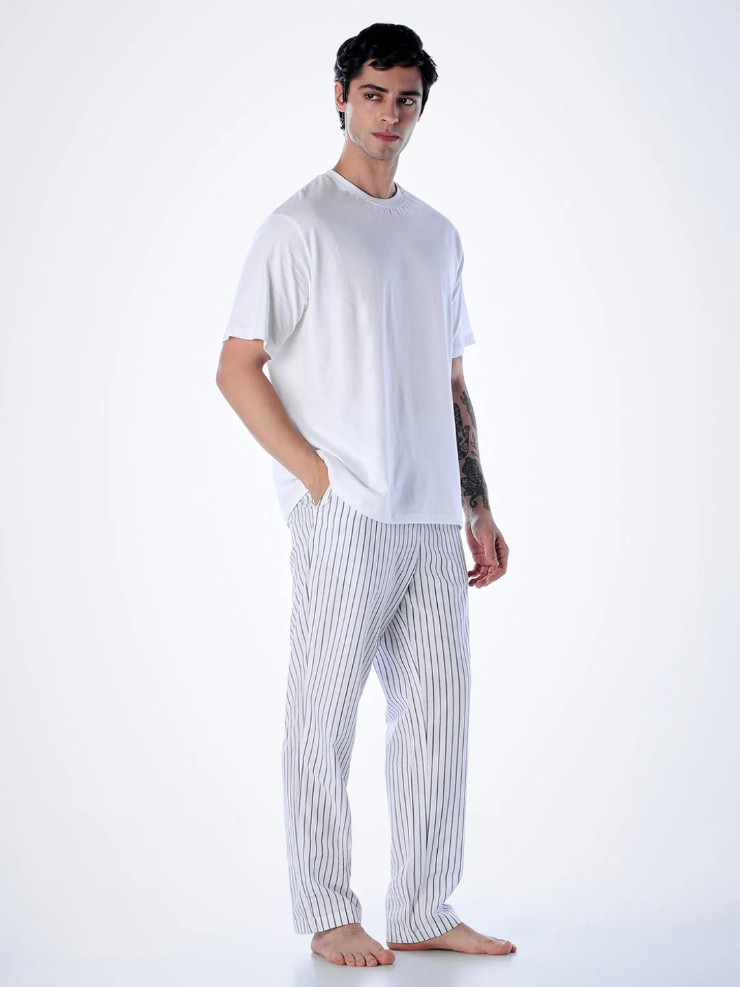 T-shirt & Striped Pants Loungewear Set - Image 3
