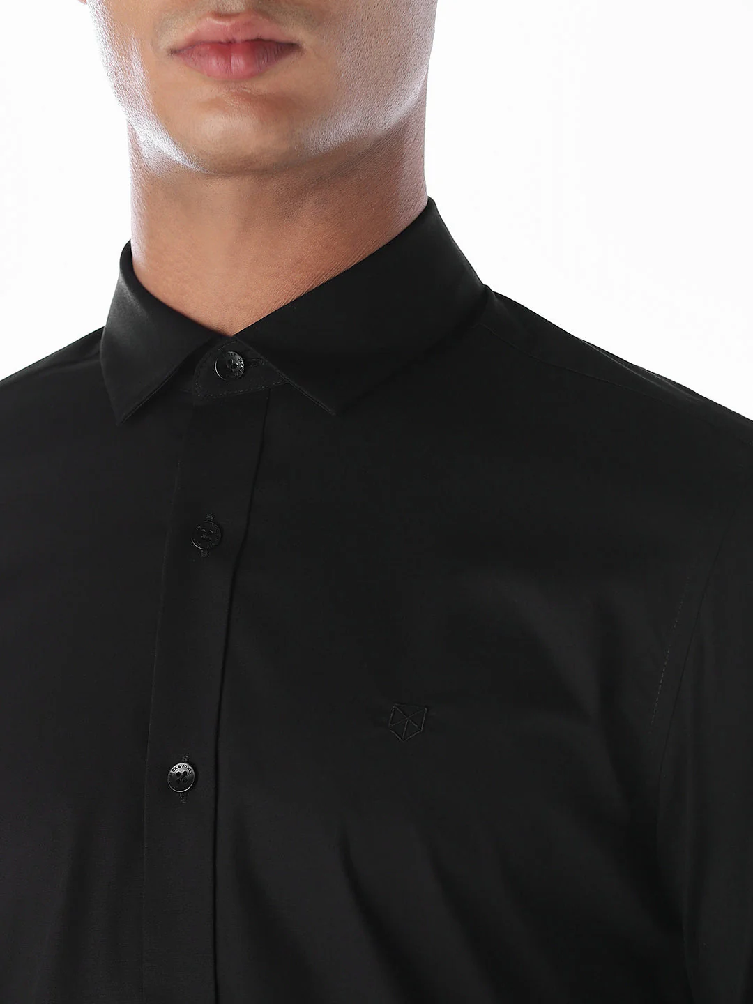Black Poplin Stretch Formal Shirt - Image 5