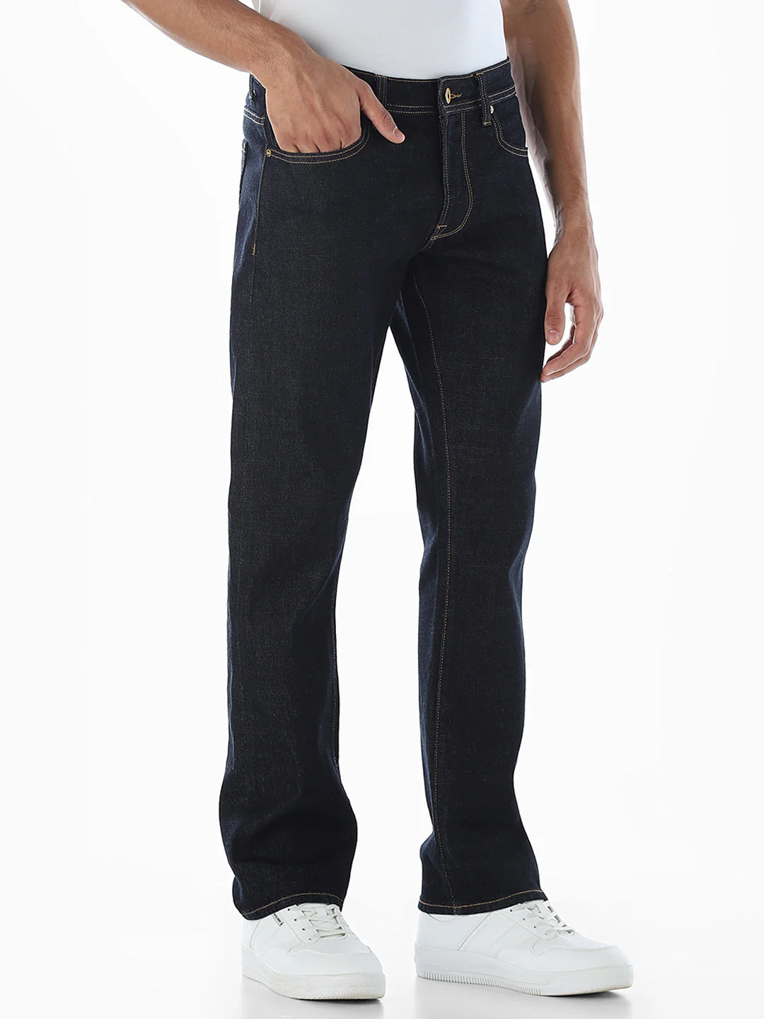 5 Pocket Contrast Stitch Regular Fit Jeans - Image 2