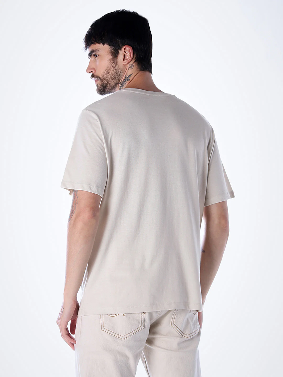 Tropical Logo Print T-shirt - Beige - Image 4