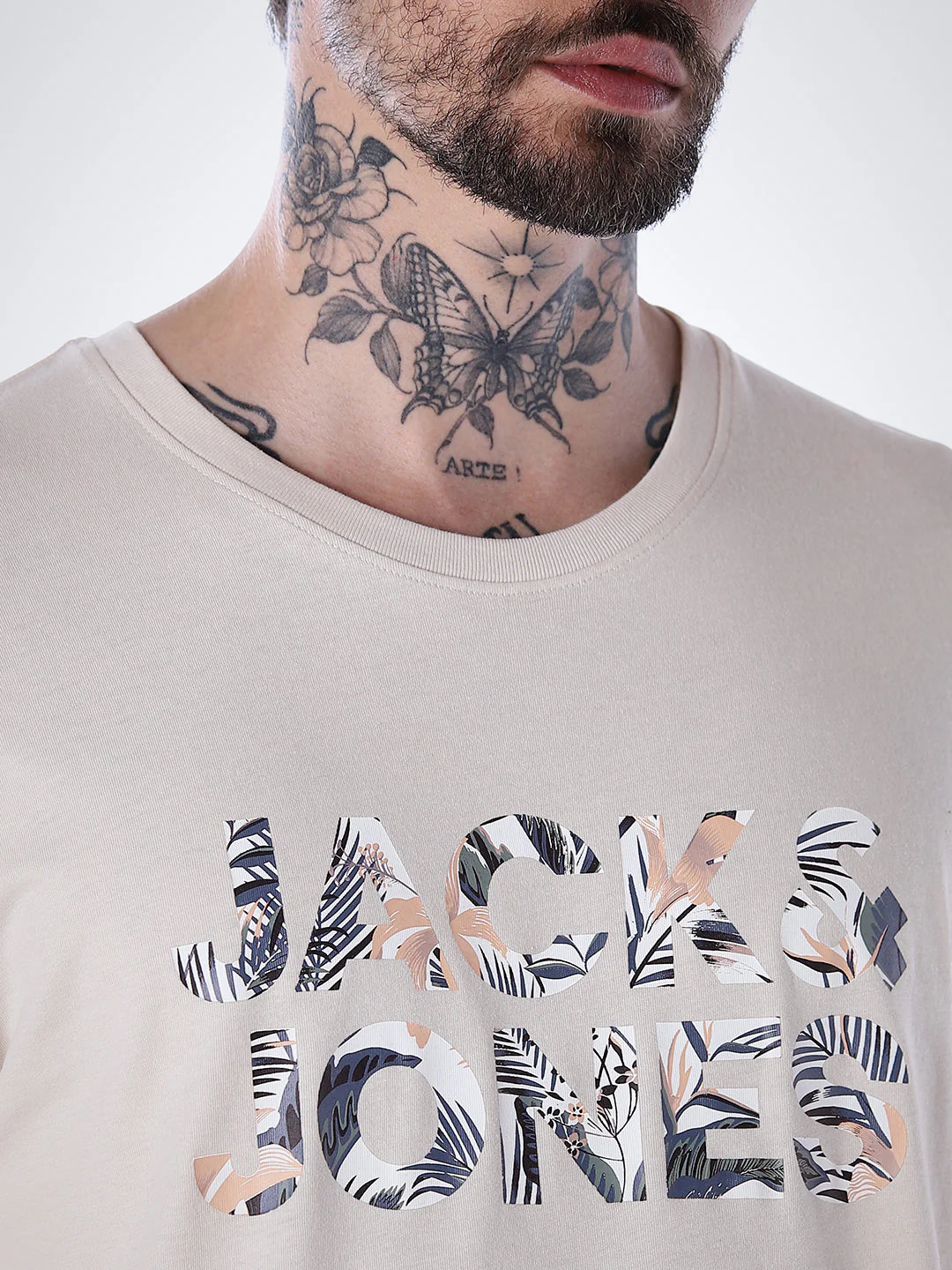 Tropical Logo Print T-shirt - Beige - Image 5