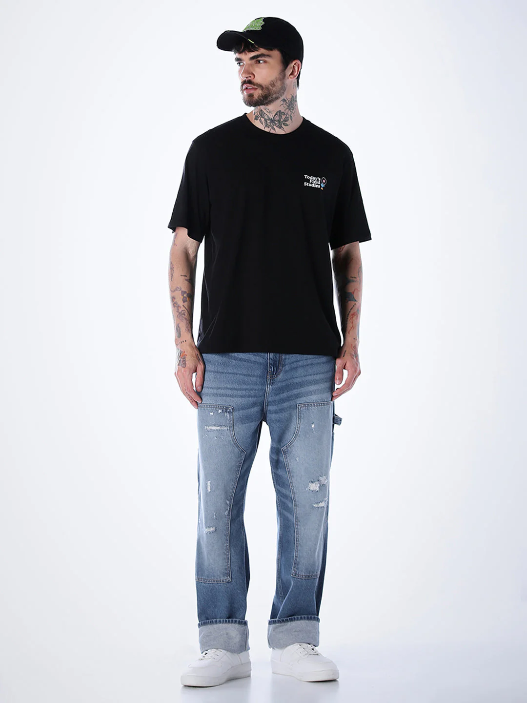Printed Cotton T-shirt - Black - Image 6