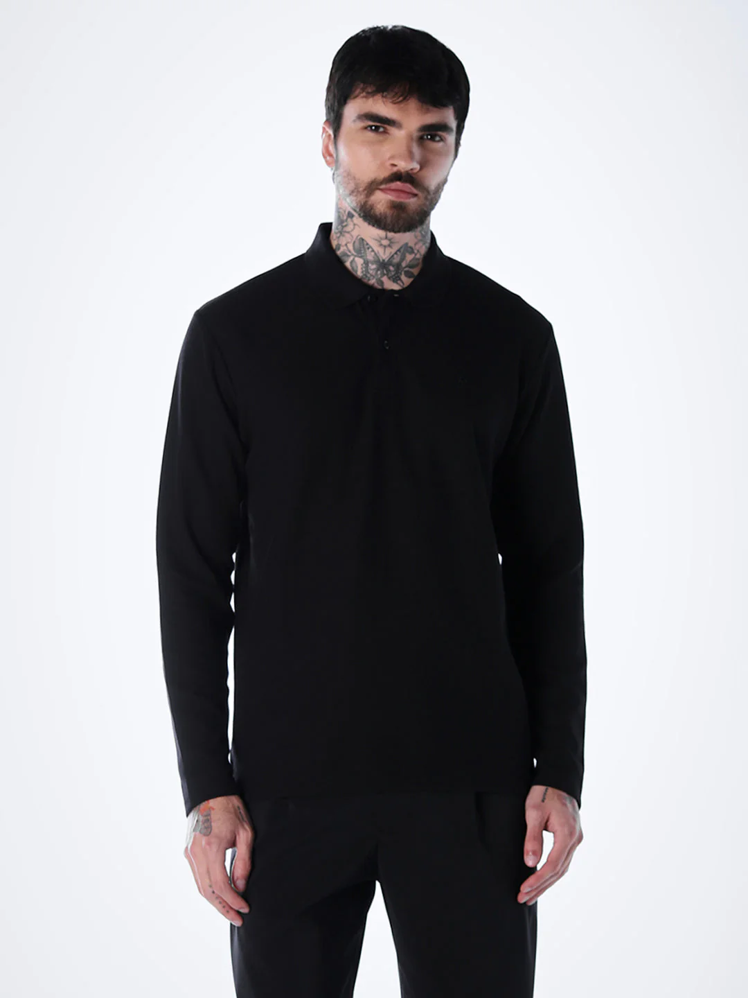 Regular Fit Full Sleeves Polo - Black - Image 2