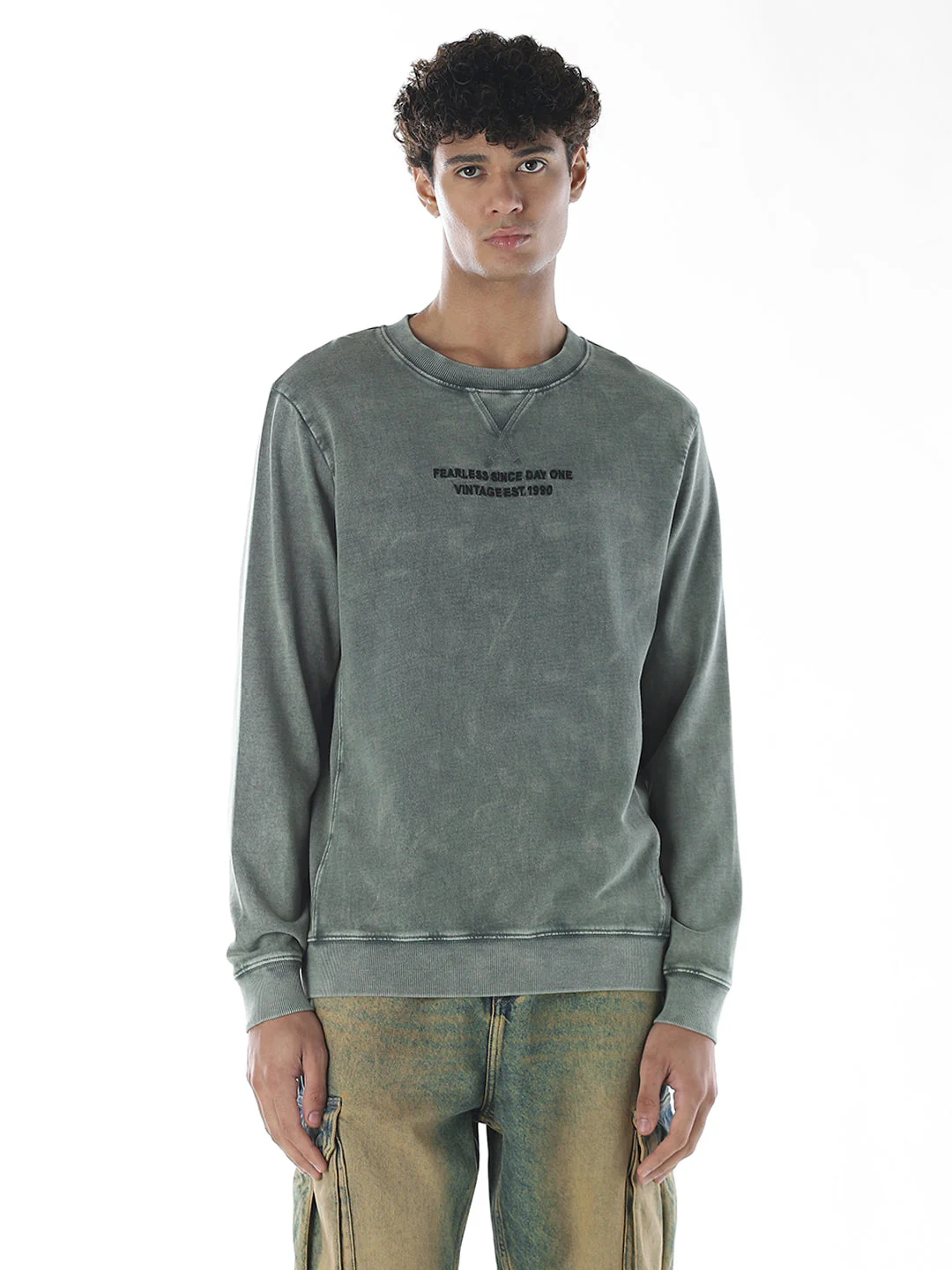 Acid Washed Crew Neck Sweatshirt - Image 2