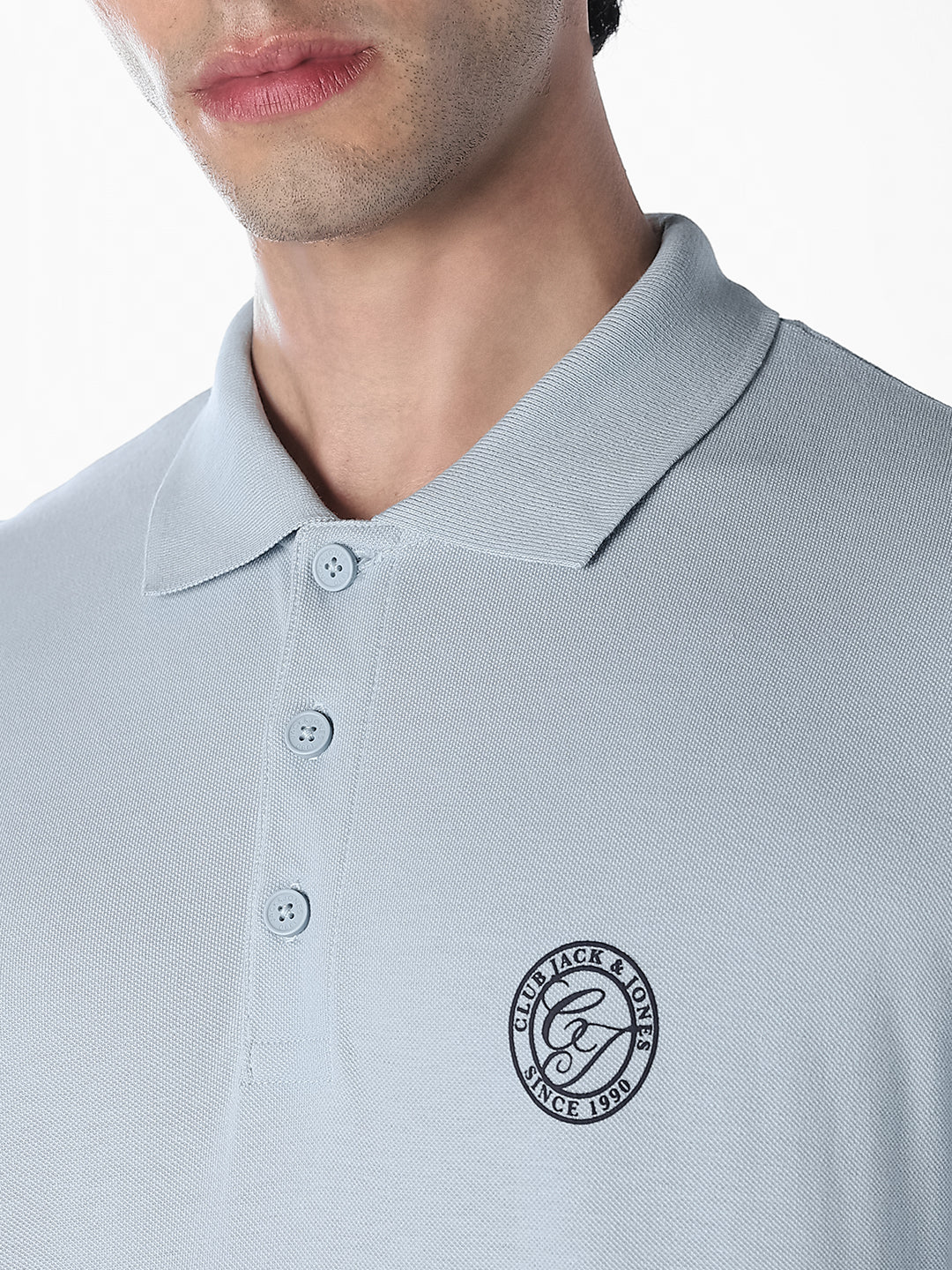 Light Blue Regular Fit Cotton Polo - Image 5