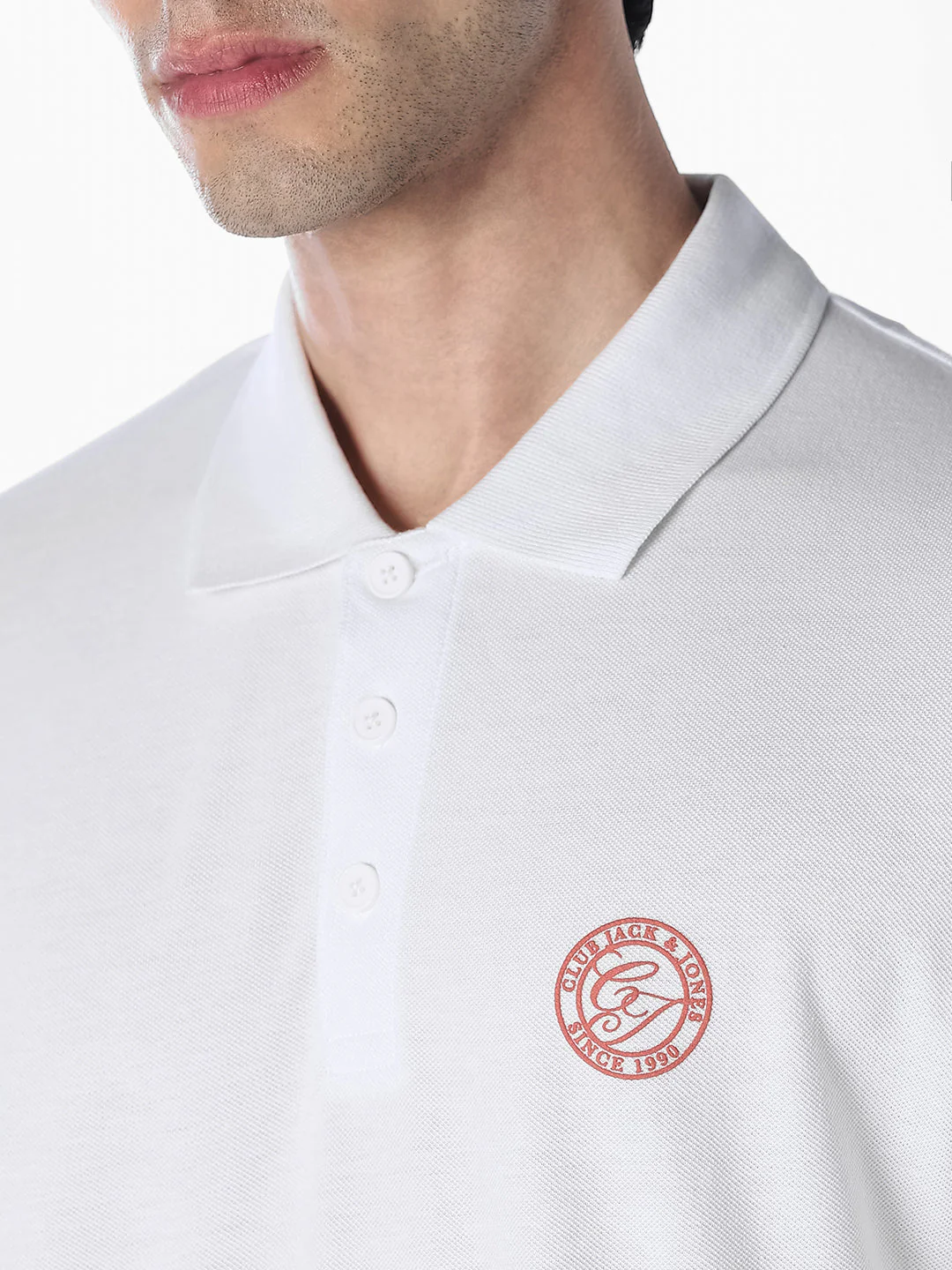 White Regular Fit Cotton Polo - Image 5