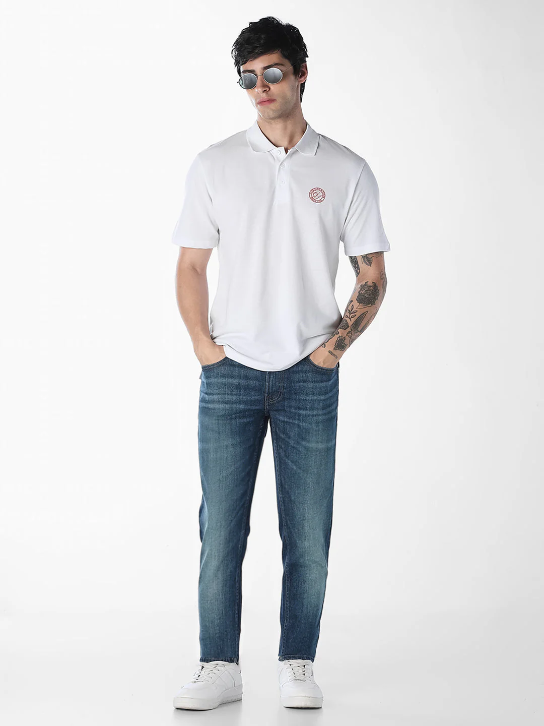 White Regular Fit Cotton Polo - Image 6