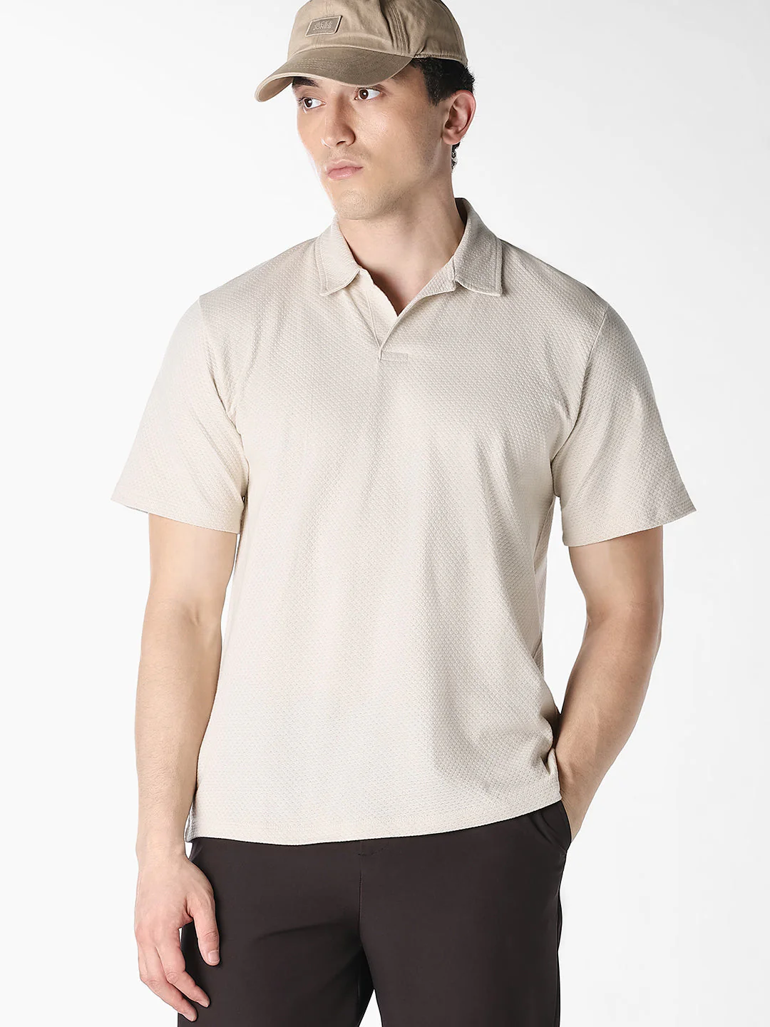 Jacquard Structured Polo - Off-White