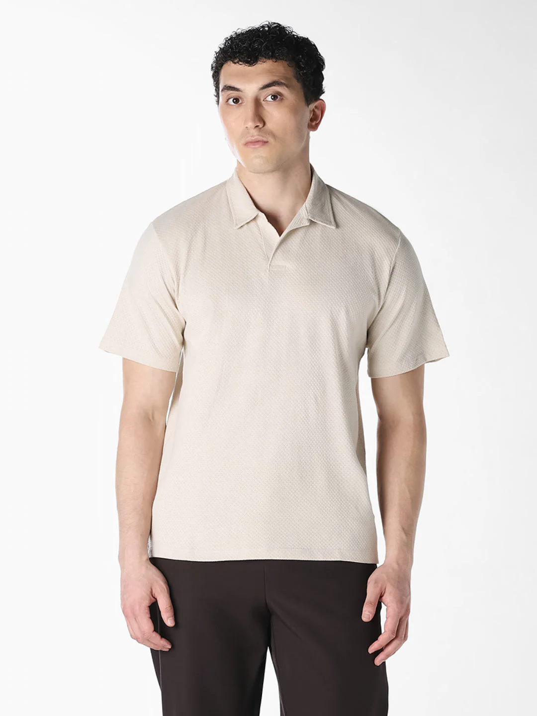 Jacquard Structured Polo - Off-White - Image 2