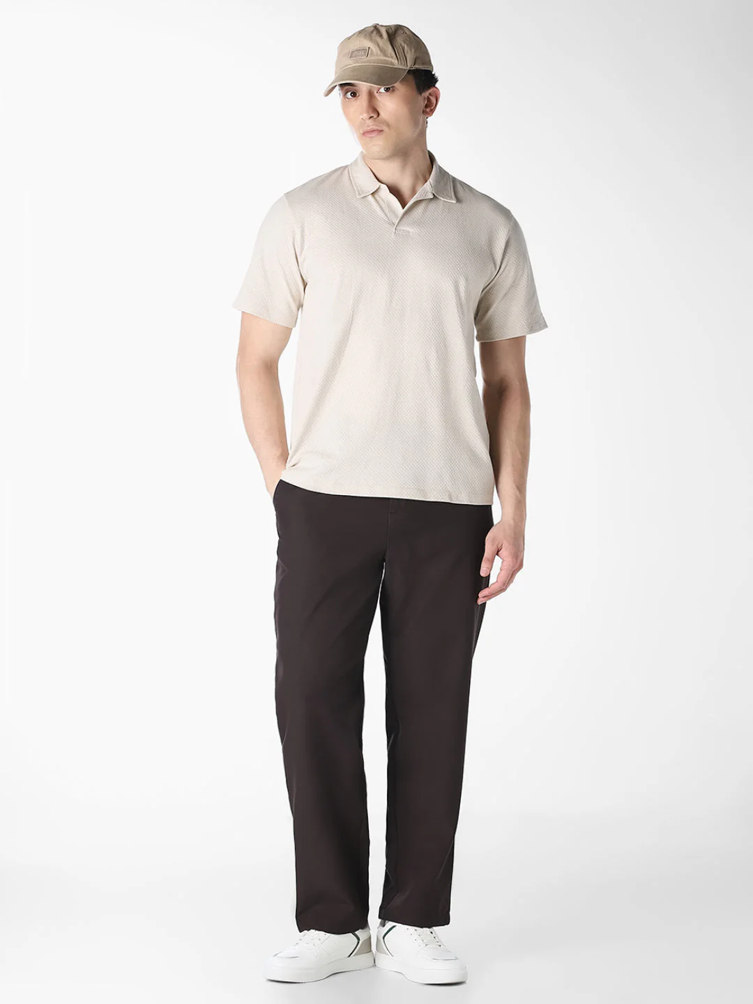 Jacquard Structured Polo - Off-White - Image 6