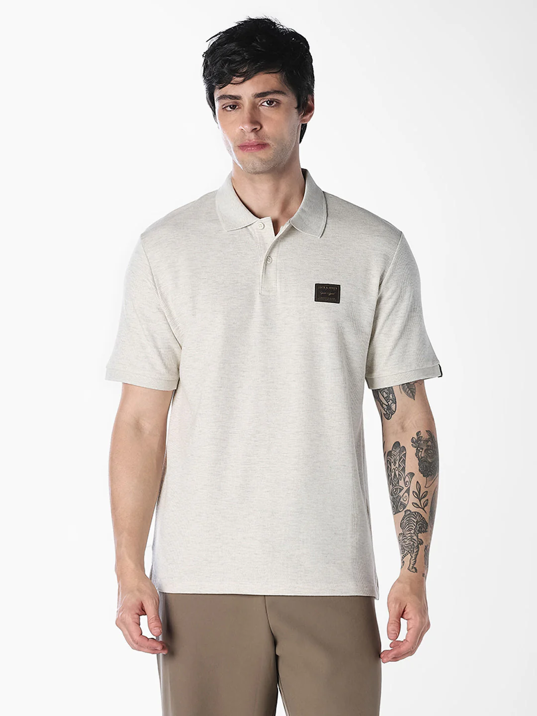 Textured Regular Fit Polo - Off-White - Image 2