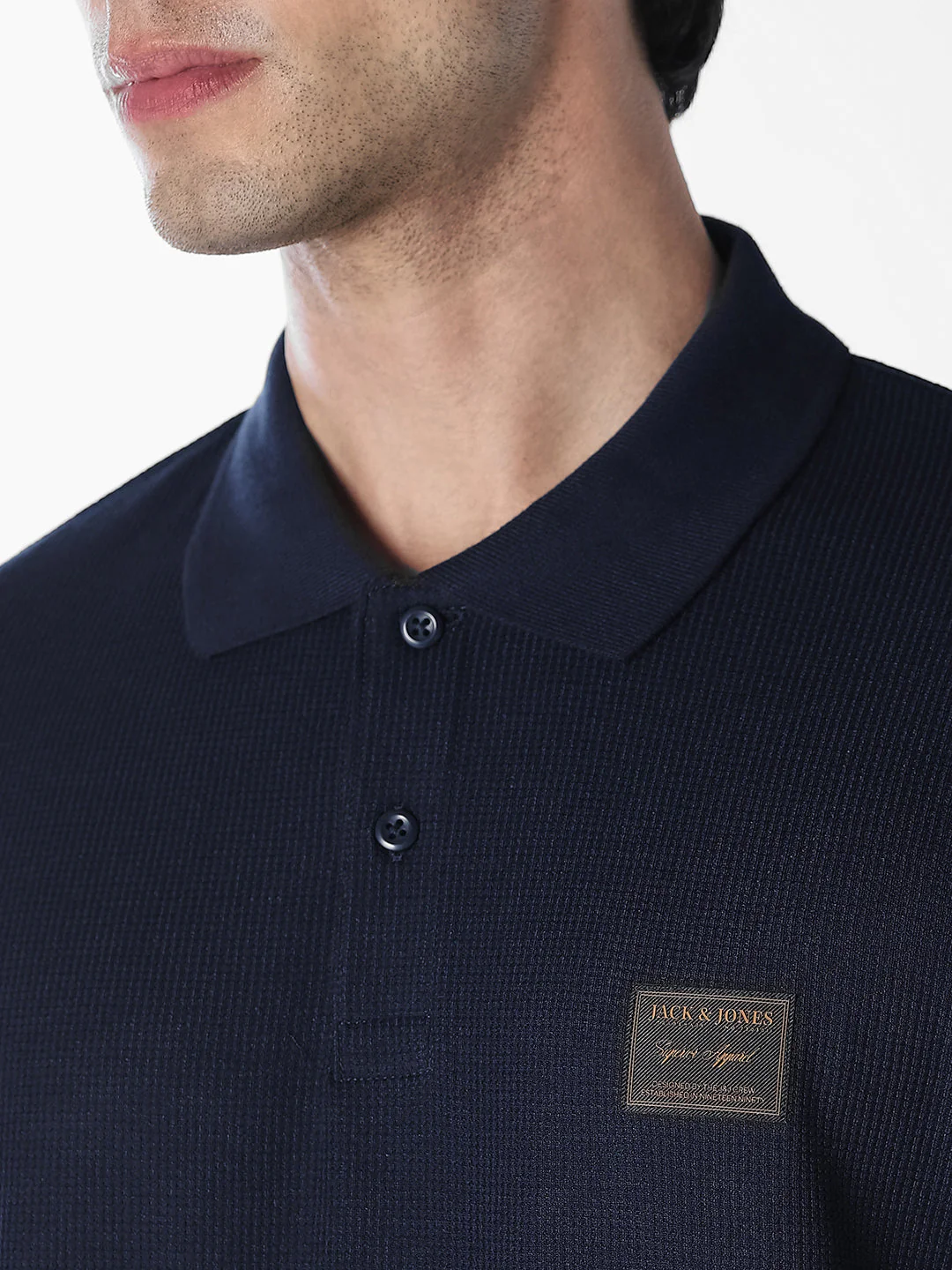 Textured Regular Fit Polo - Navy Blue - Image 5
