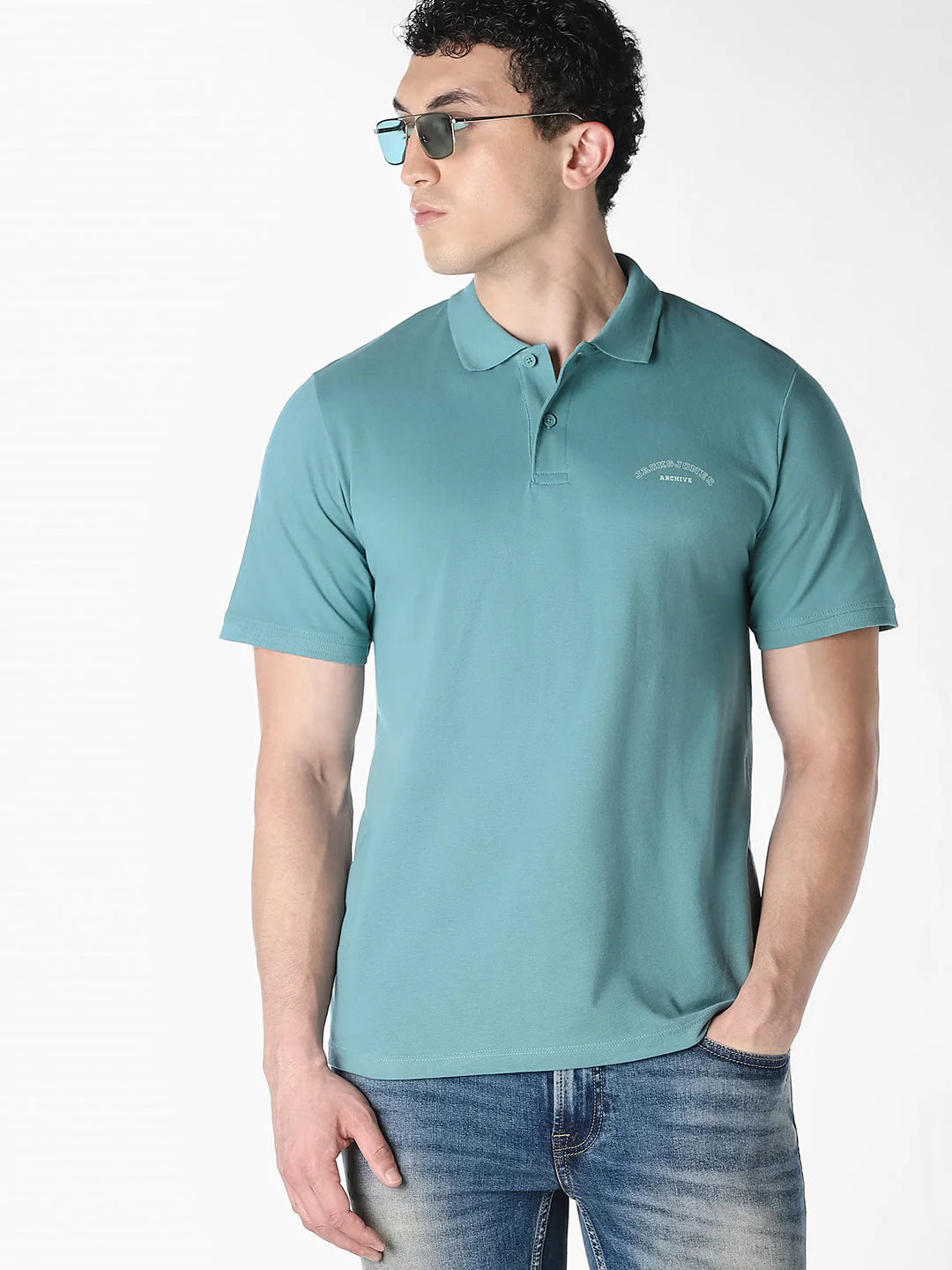 Blue Logo Print  Organic Cotton Polo