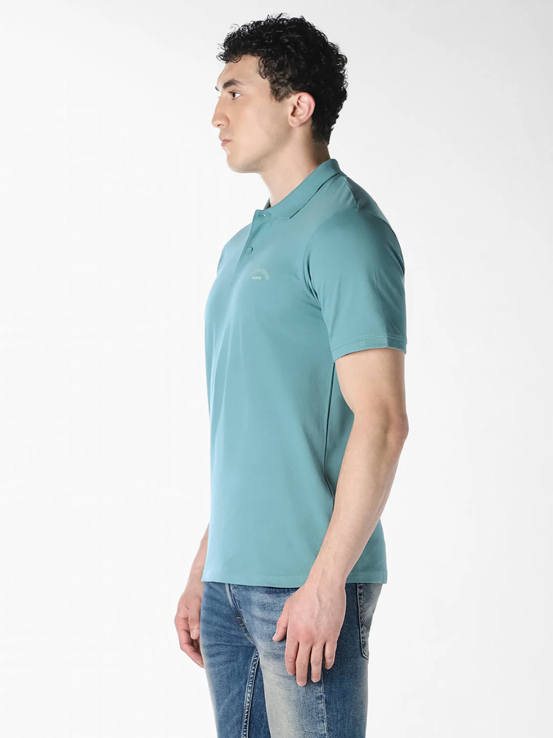 Blue Logo Print  Organic Cotton Polo - Image 3