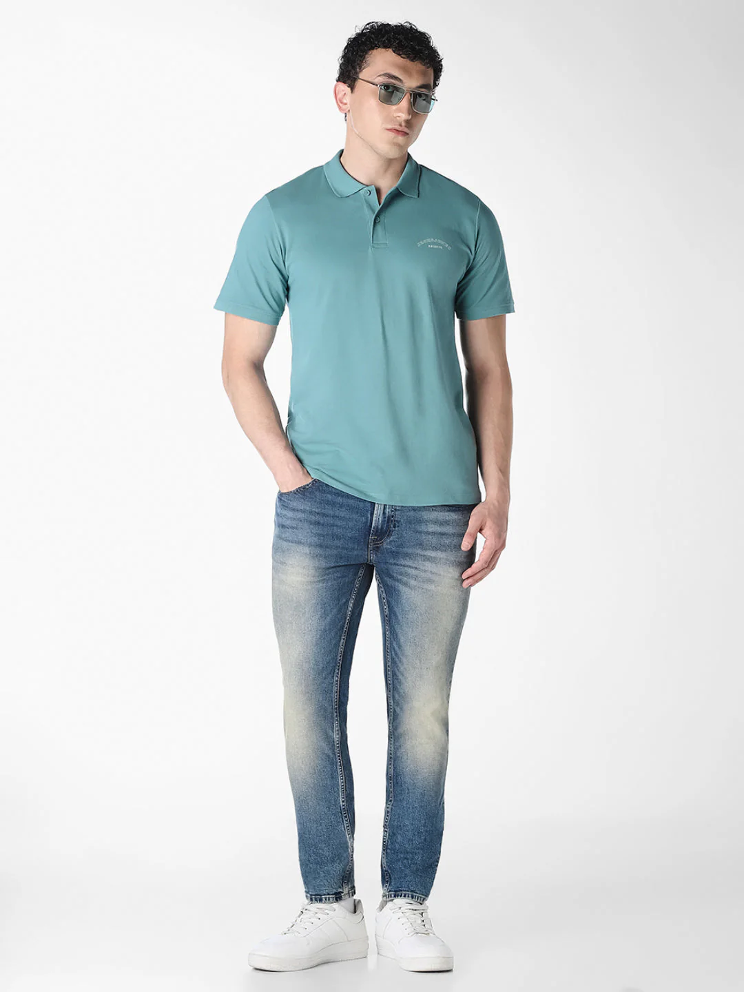 Blue Logo Print  Organic Cotton Polo - Image 6