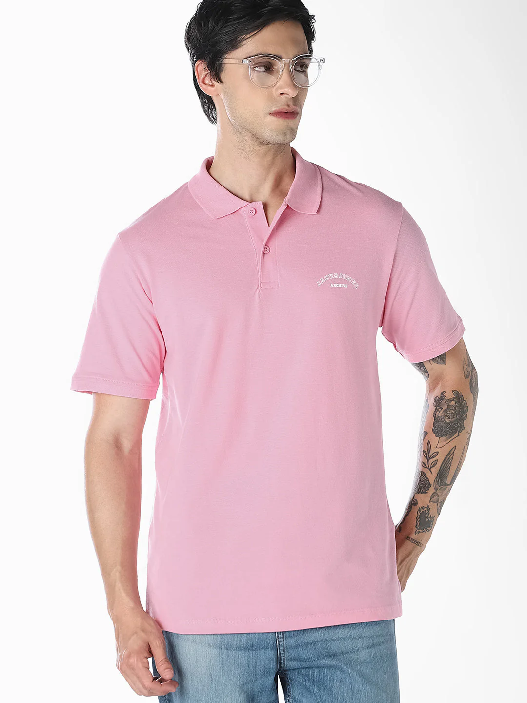 Pink Logo Print  Organic Cotton Polo