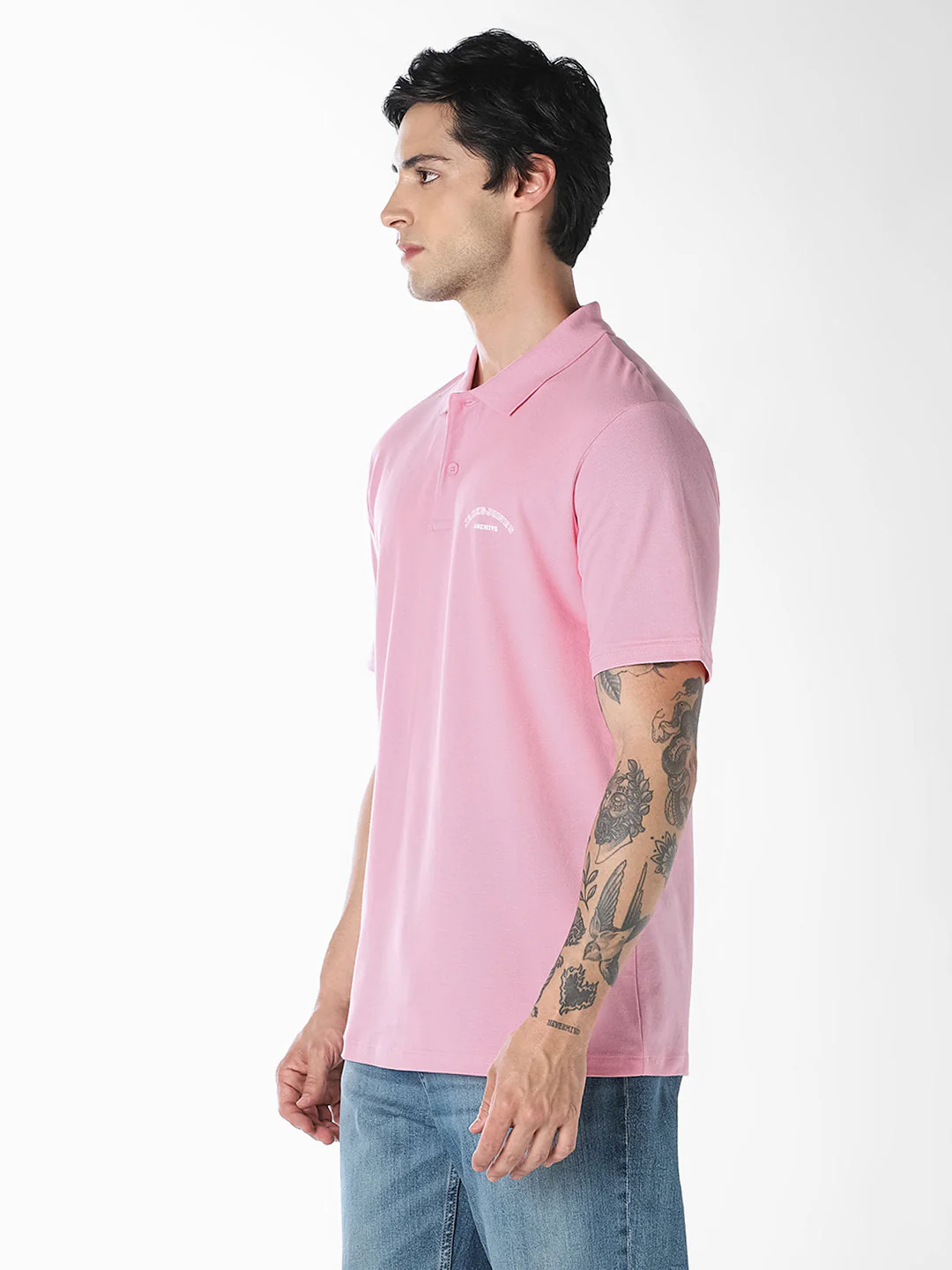 Pink Logo Print  Organic Cotton Polo - Image 3