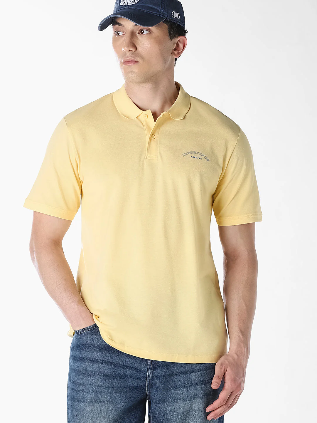 Yellow Logo Print Organic Cotton Polo