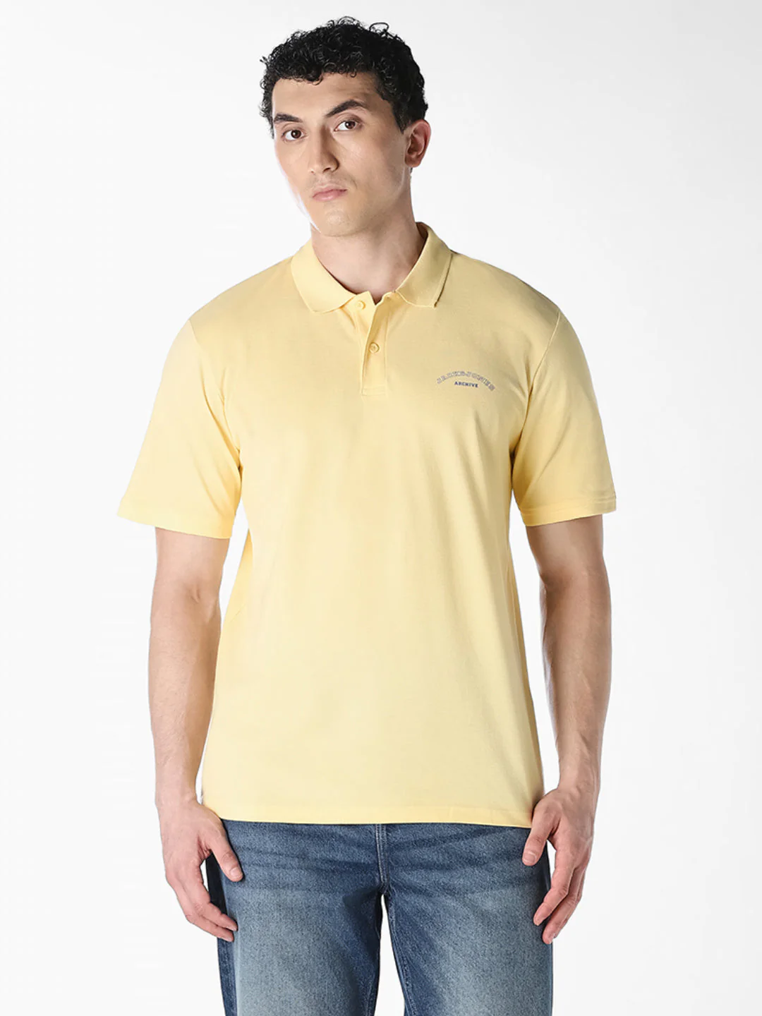 Yellow Logo Print Organic Cotton Polo - Image 2