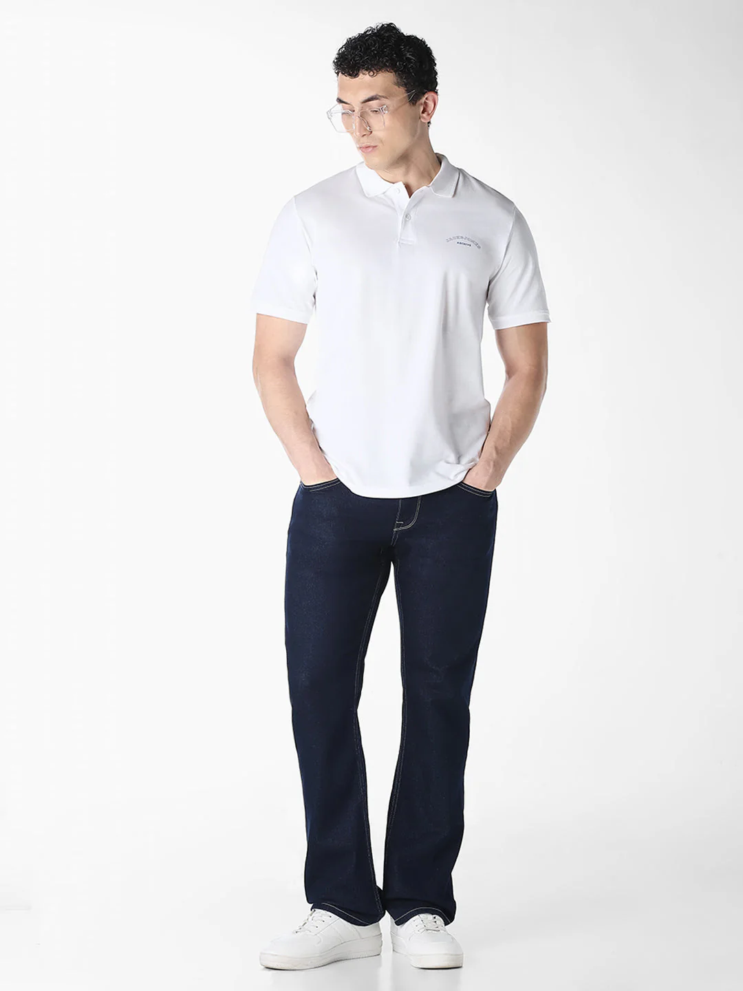 White Logo Print Organic Cotton Polo - Image 6