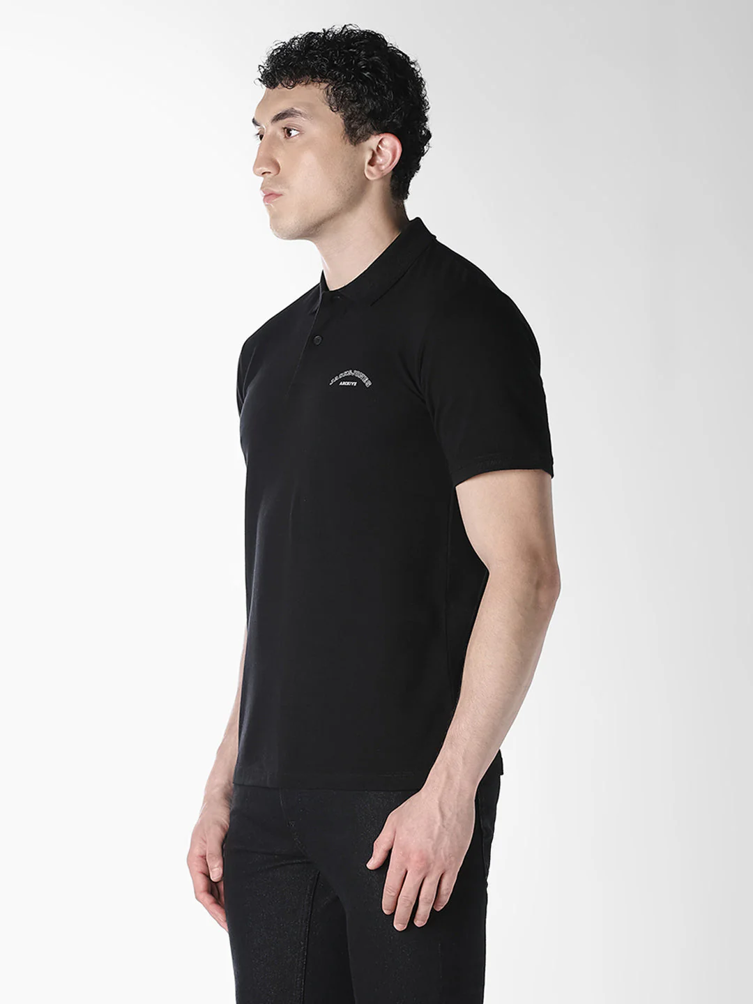 Black Logo Print Organic Cotton Polo - Image 3
