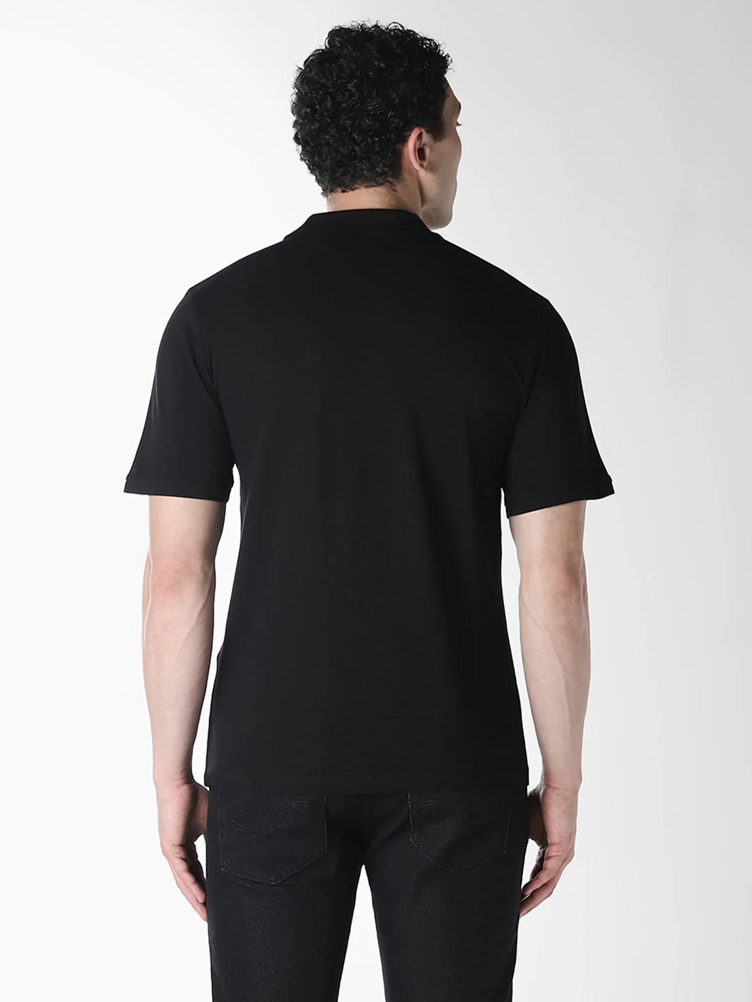 Black Logo Print Organic Cotton Polo - Image 4