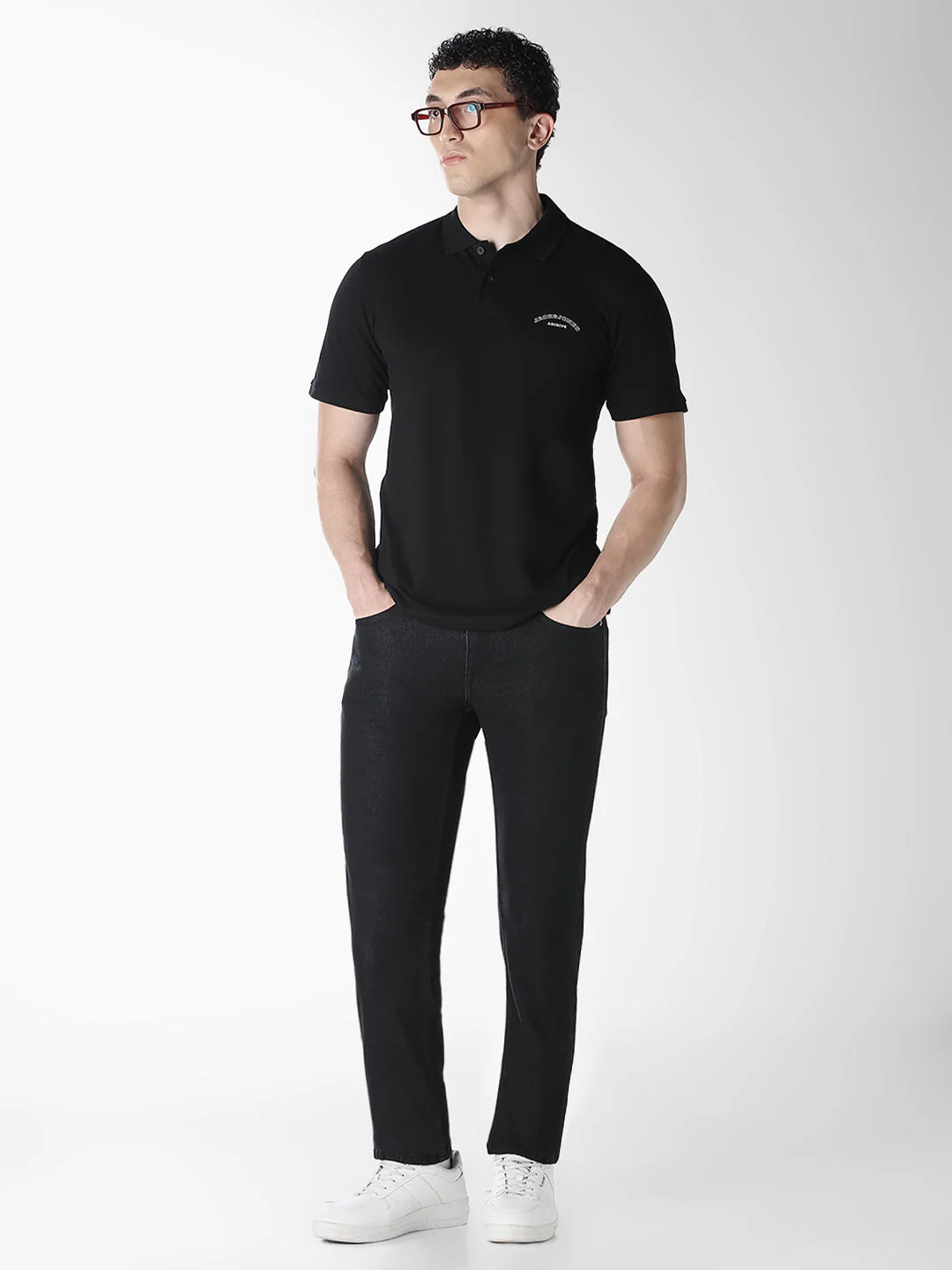Black Logo Print Organic Cotton Polo - Image 6
