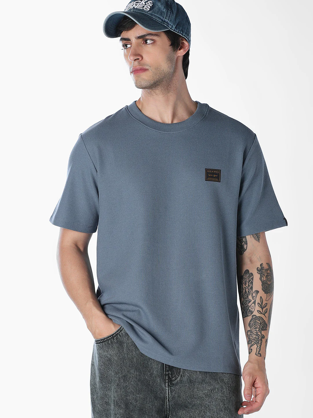 Blue Chest Patch Crew Neck T-shirt