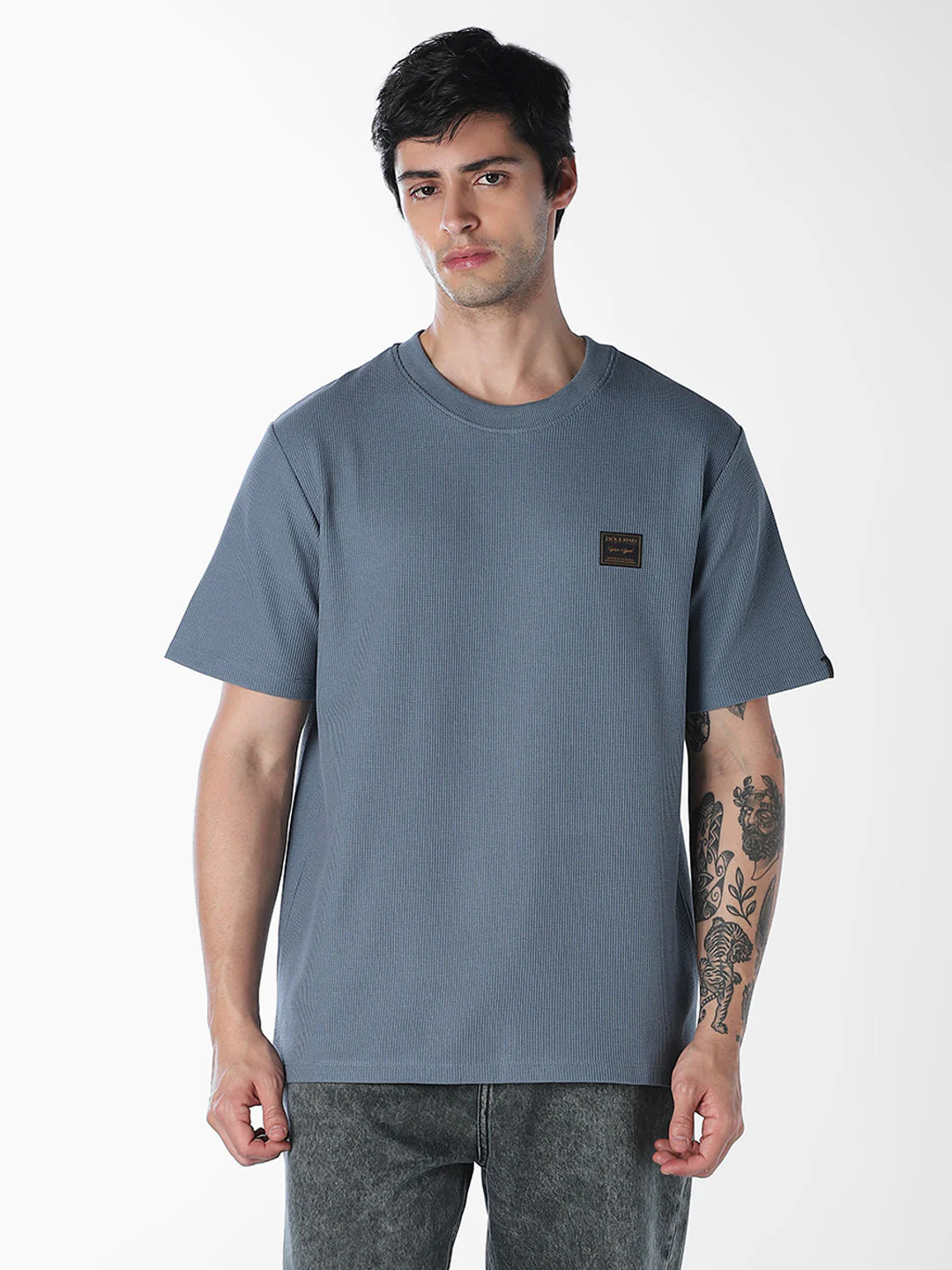Blue Chest Patch Crew Neck T-shirt - Image 2