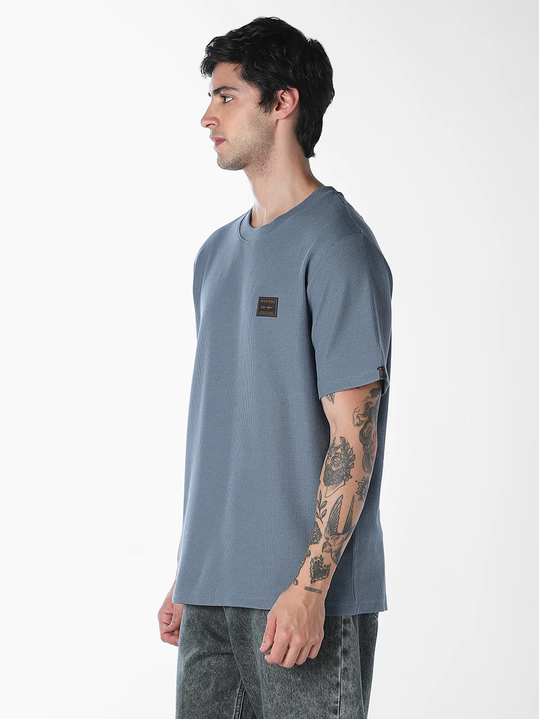 Blue Chest Patch Crew Neck T-shirt - Image 3